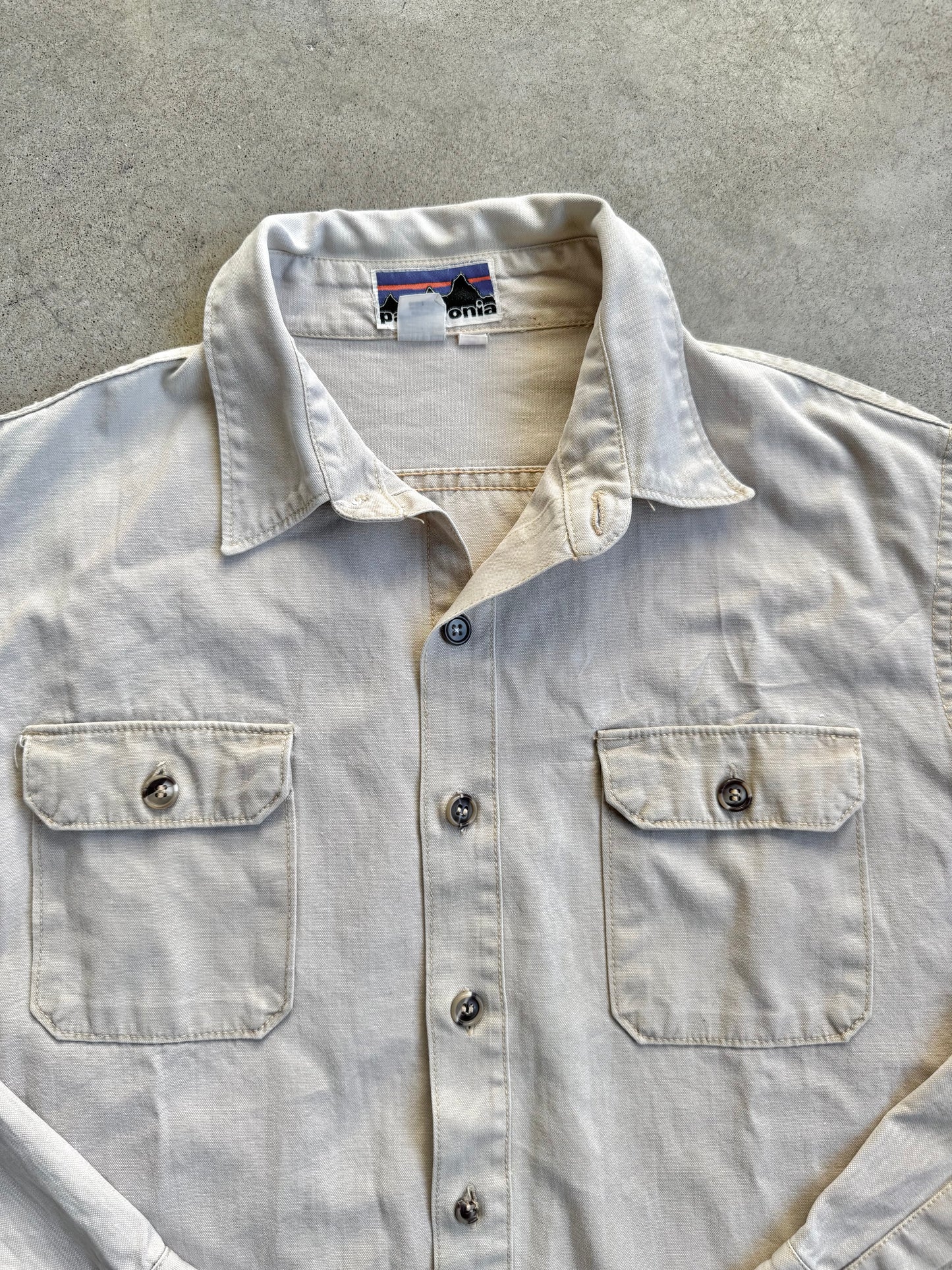 Vintage 1980s Patagonia Beige Canvas Utility Shirt | XL