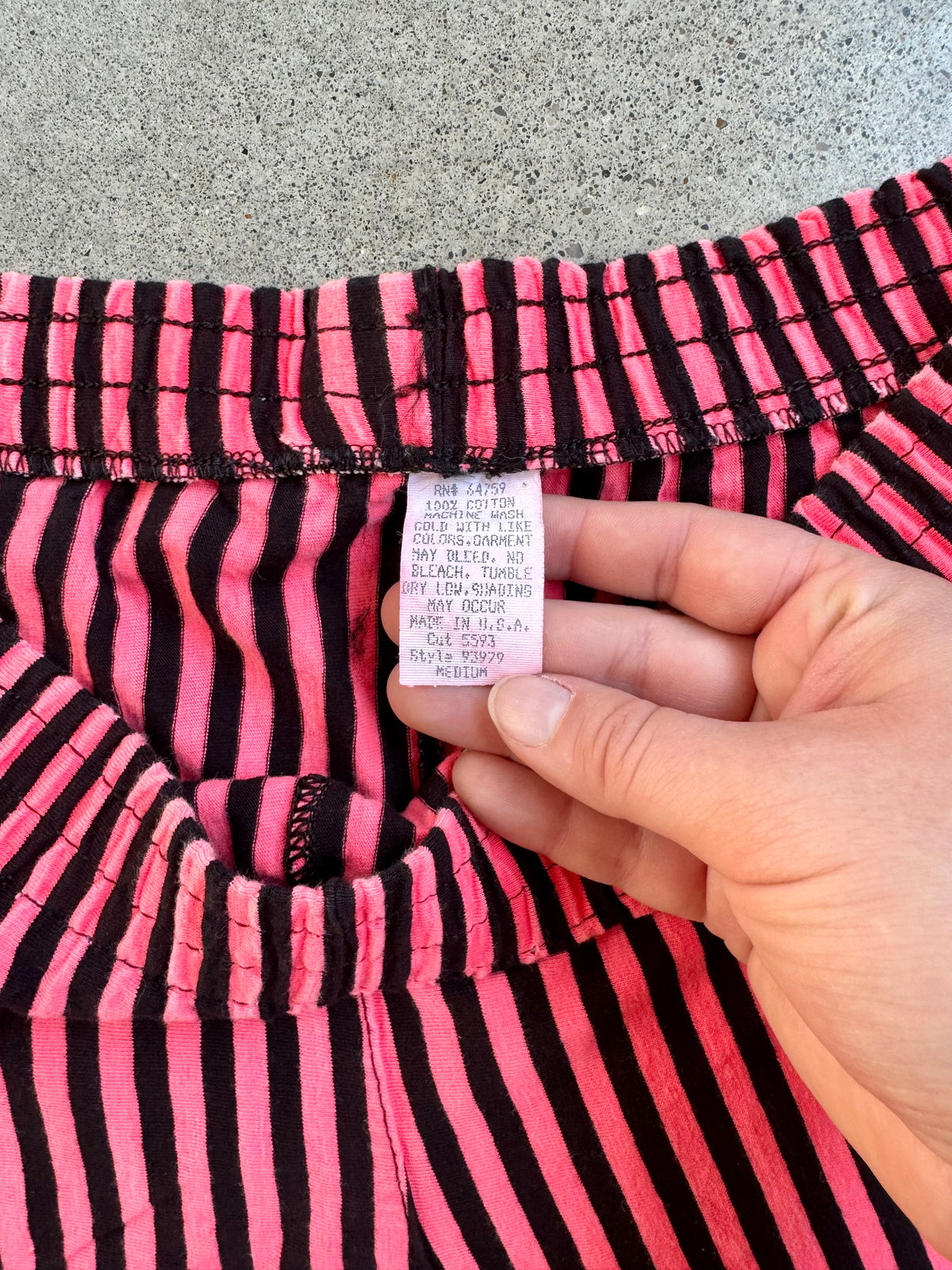 Vintage 1980s Pink & Black Striped 100% Cotton Shorts | Medium