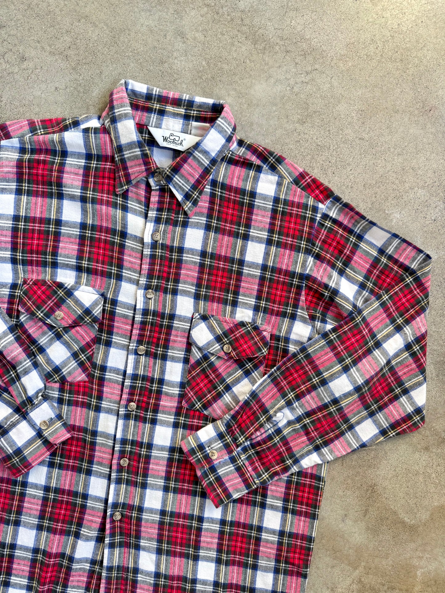 Vintage 1980s Woolrich Red Plaid Flannel Shirt | XL
