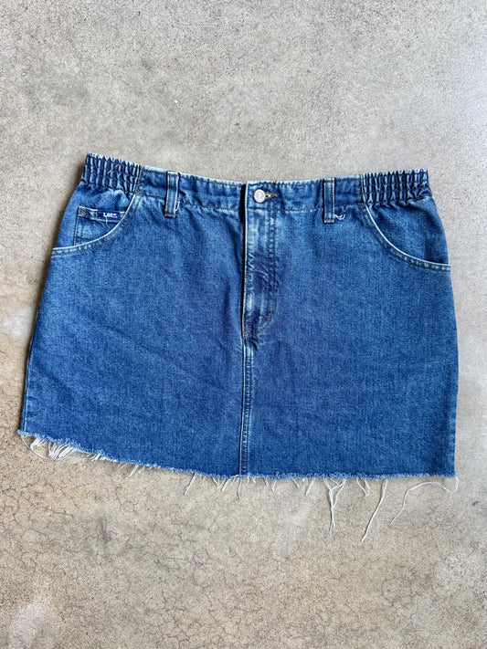 Vintage 1980s Lee Denim Cut-Off Mini Skirt | Large