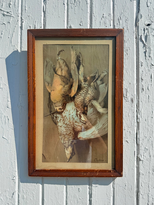 Antique Framed "Hanging Game" Carlsen Print Art