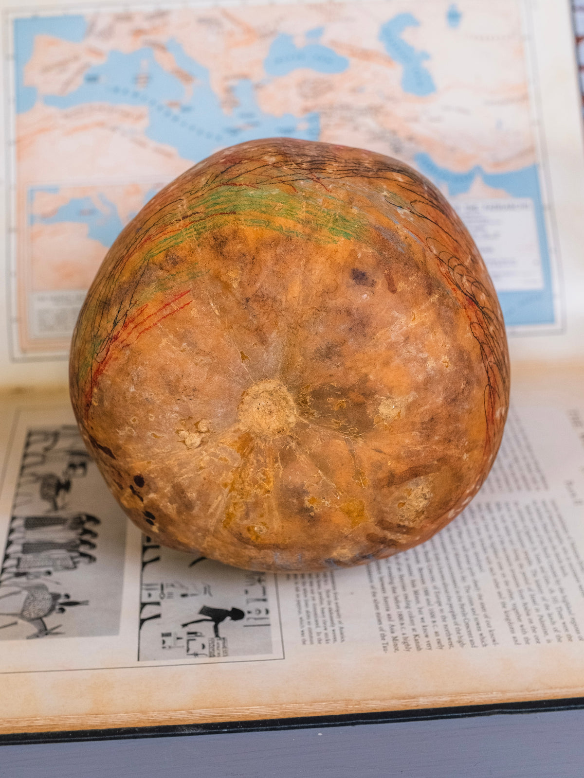 Vintage Folk Art Bird Drawing Decorative Gourd
