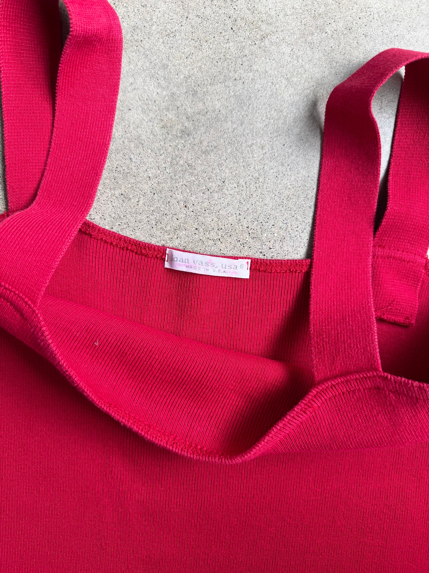 Vintage 1990s Joan Vass Red Cotton Knit Mini Dress | Small