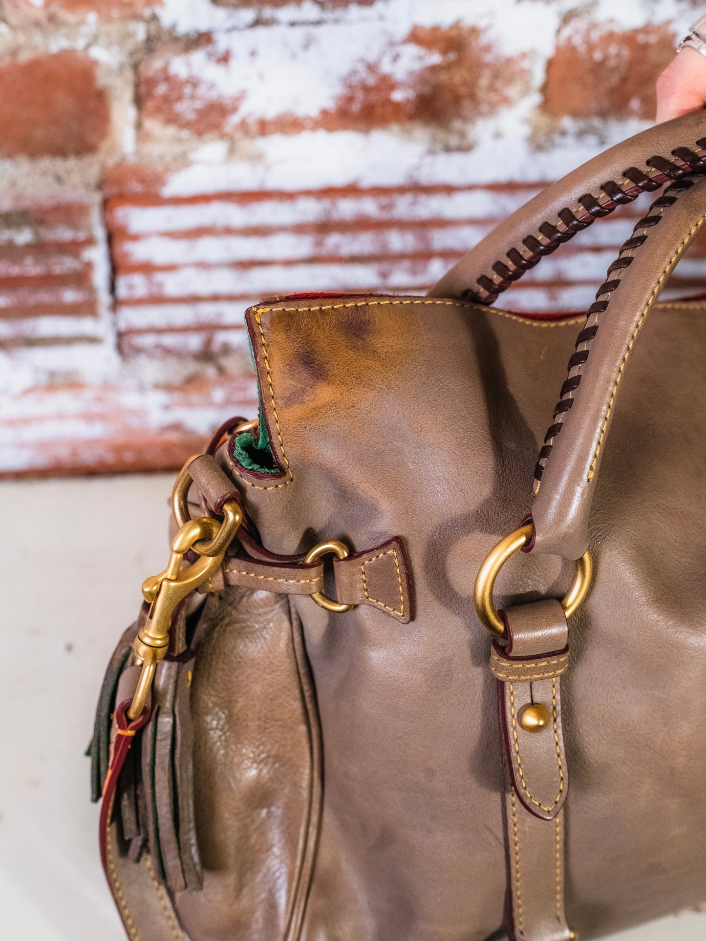Dooney & Bourke Florentine Leather Large Satchel Bag | Charcoal