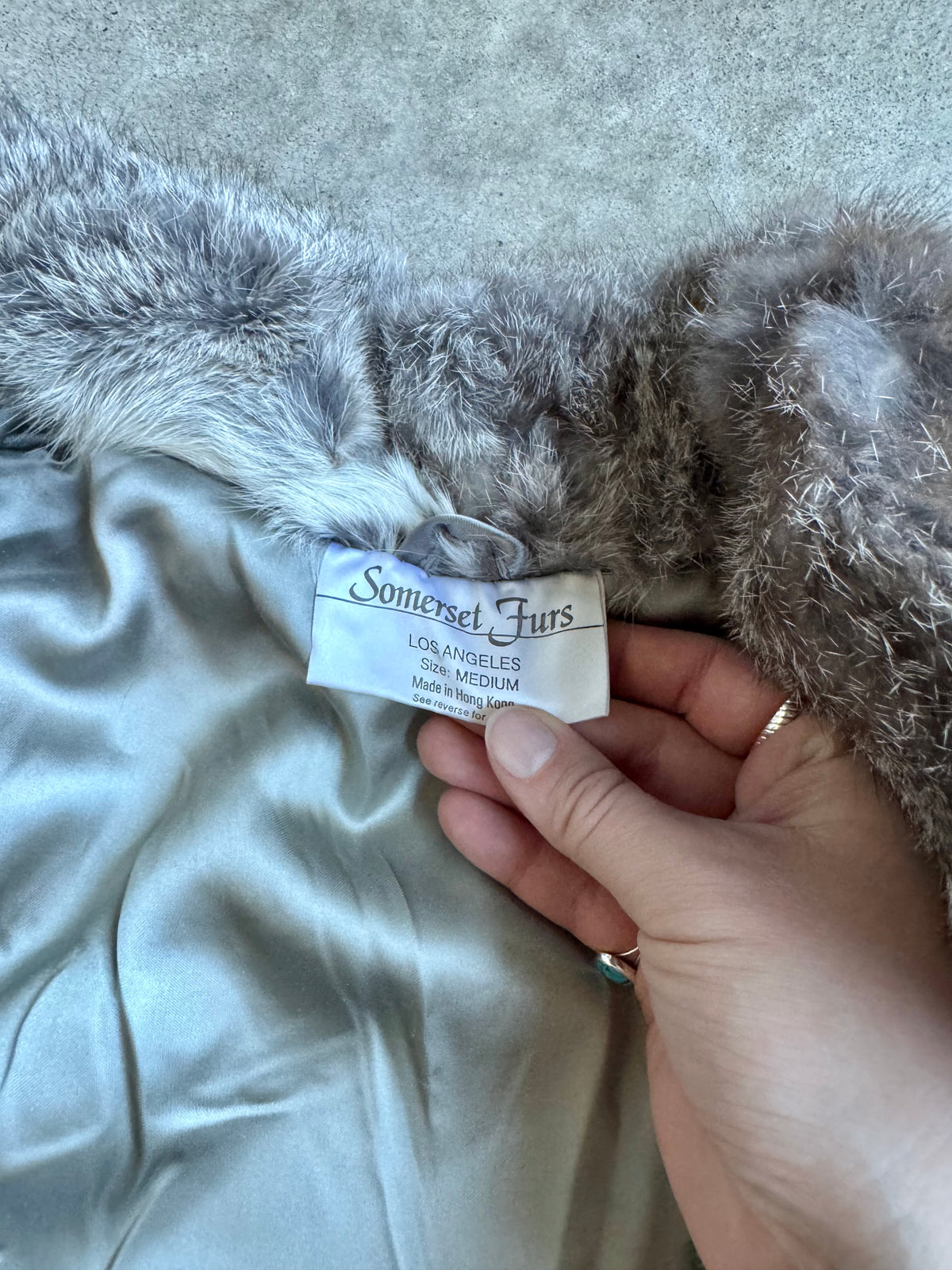 Vintage 1980s Somerset Furs Grey Rabbit Fur Coat | Medium