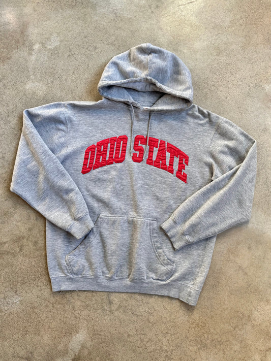 2000s Ohio State Embroidered Worn Grey Hoodie | Medium