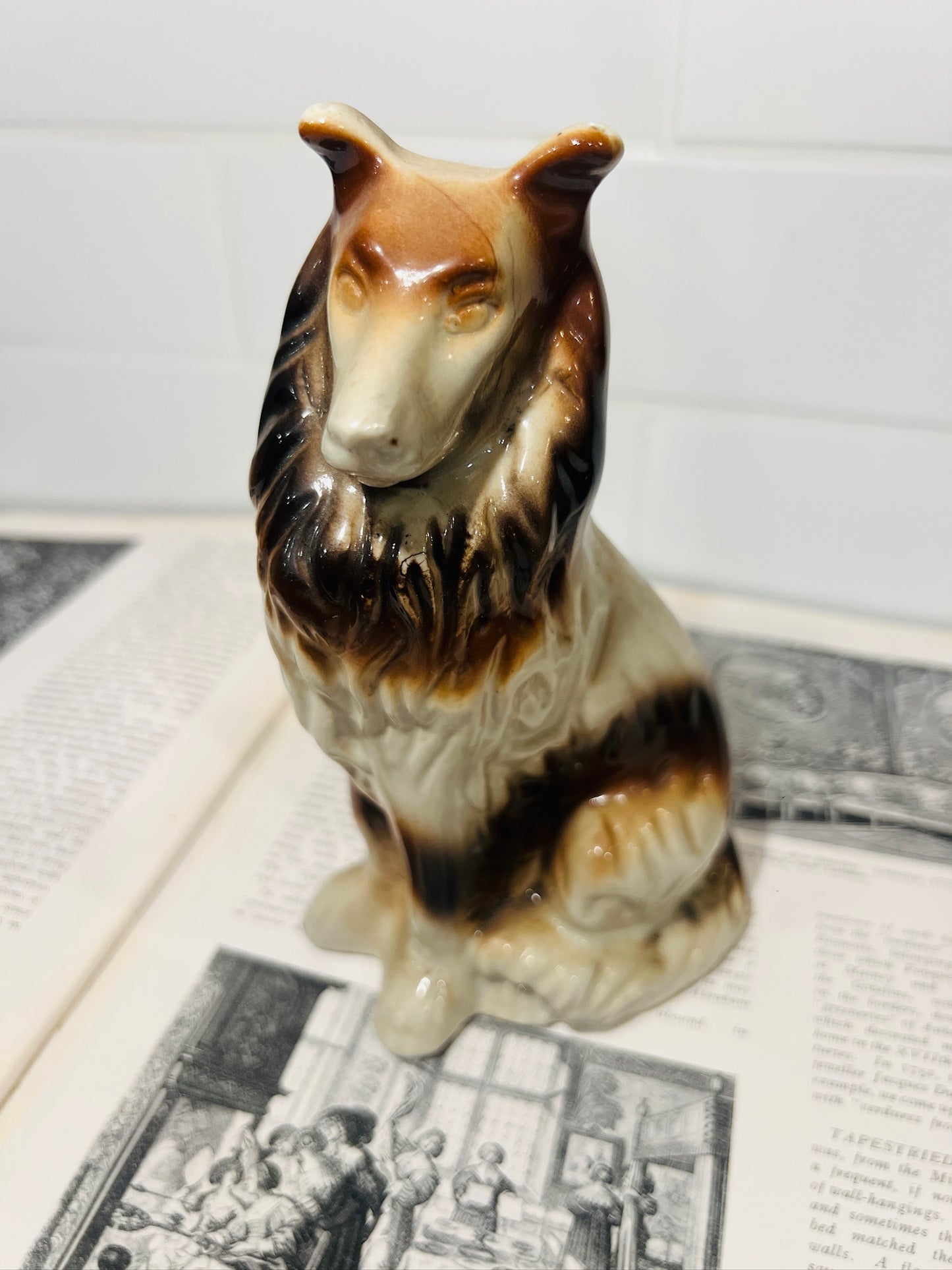 Vintage Ceramic Collie Dog Statue