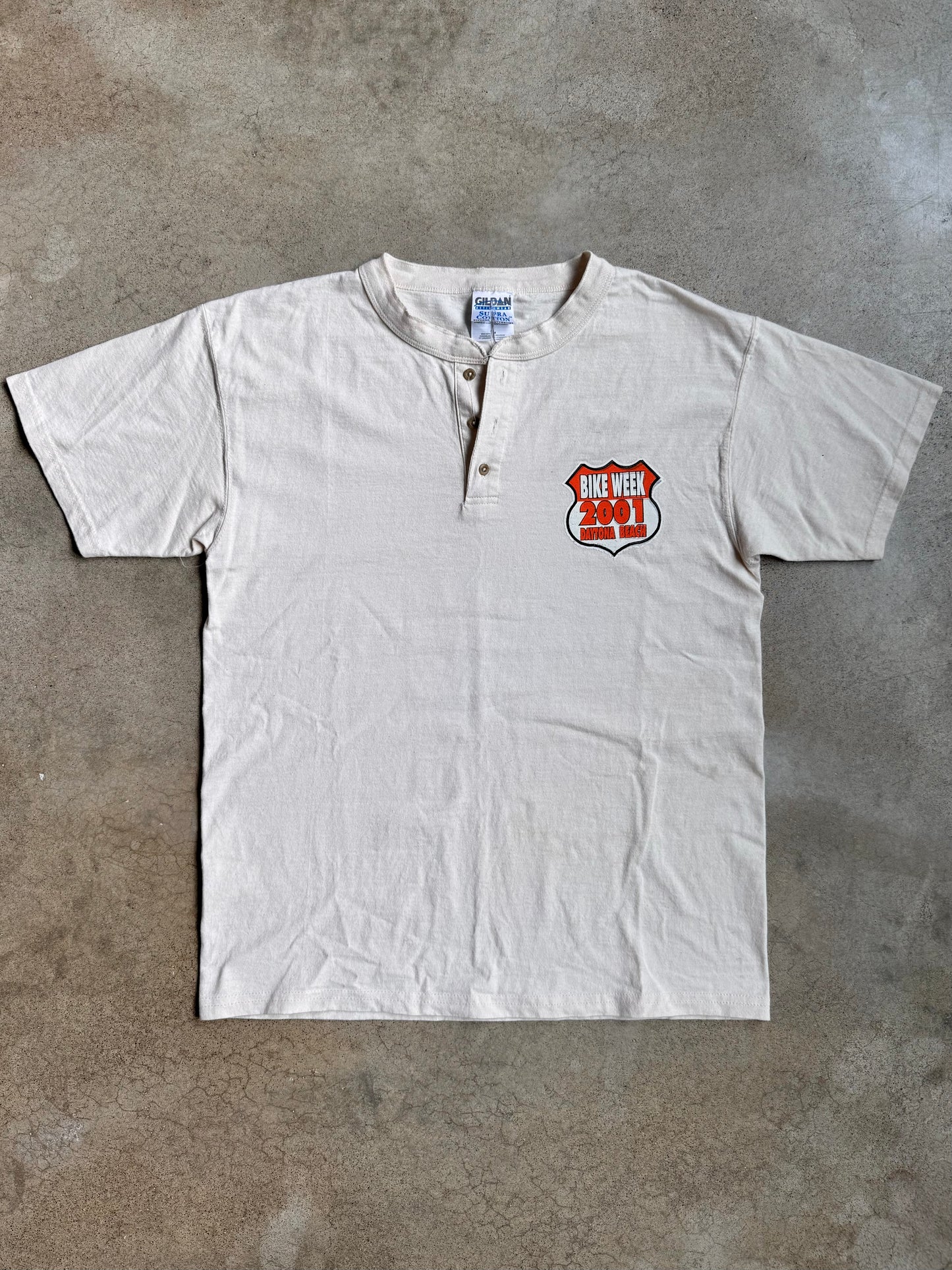 2001 Daytona Beach Bike Week Henley Graphic Tee | Medium