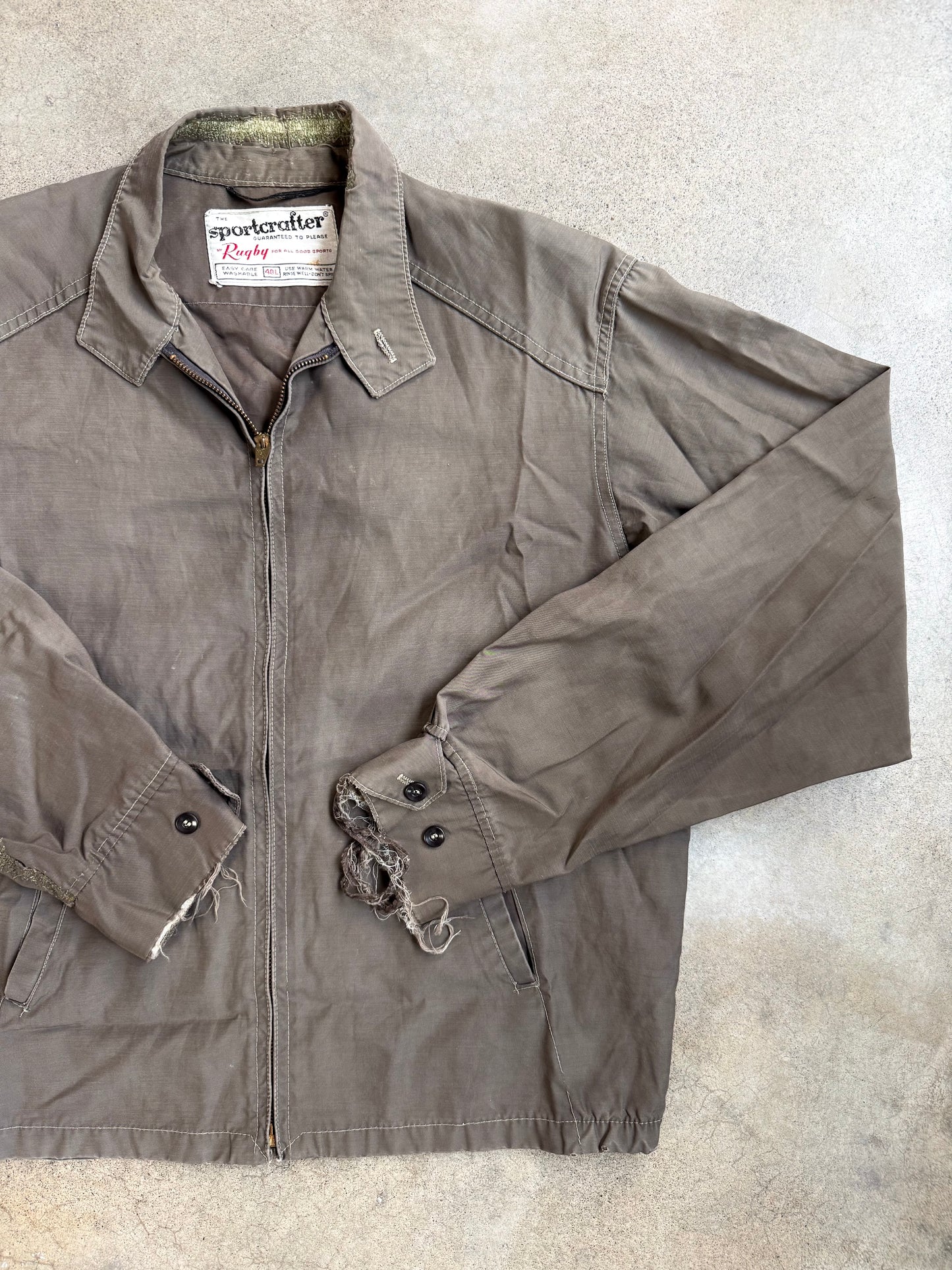 Vintage 1950s Sportcrafter by Rugby Worn Lightweight Zip-Up Jacket | 40L