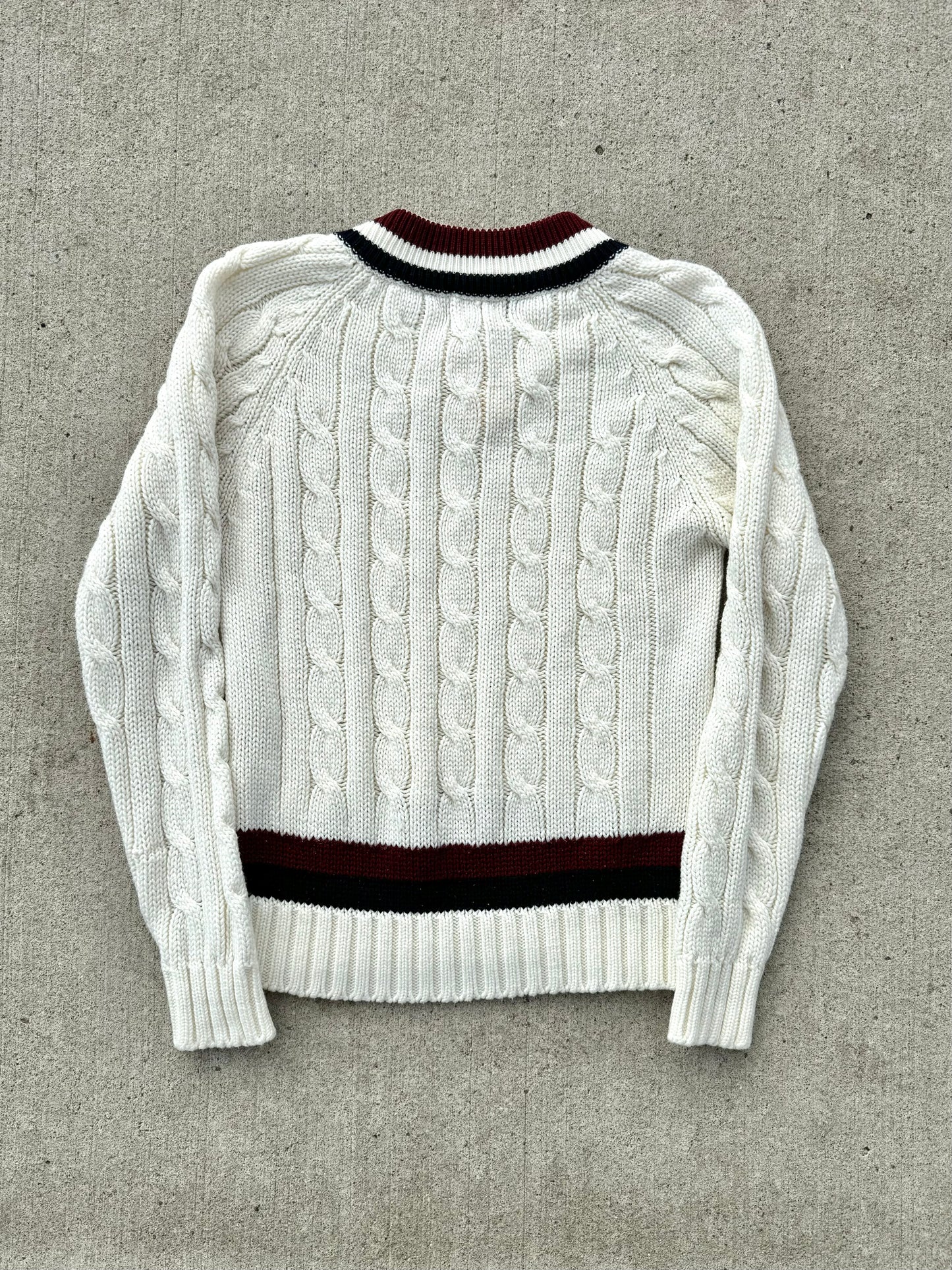 Vintage Robinson’s JWR Club V-Neck Cable Knit Sweater | Medium