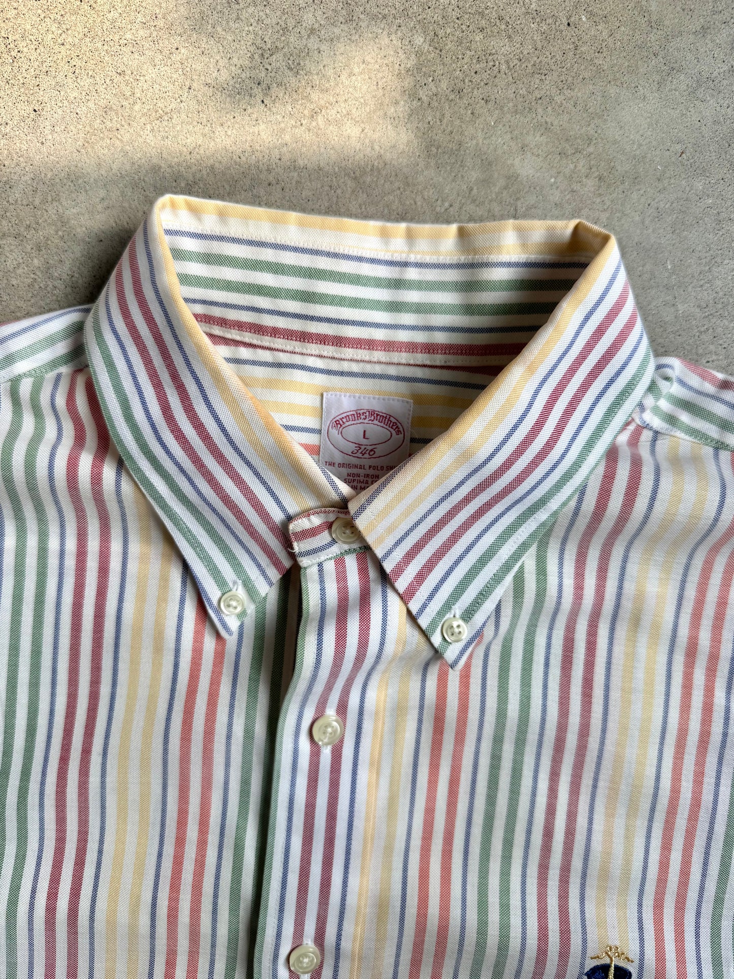 Brooks Brothers Pastel Striped Supima Cotton Button-Down Shirt | Large
