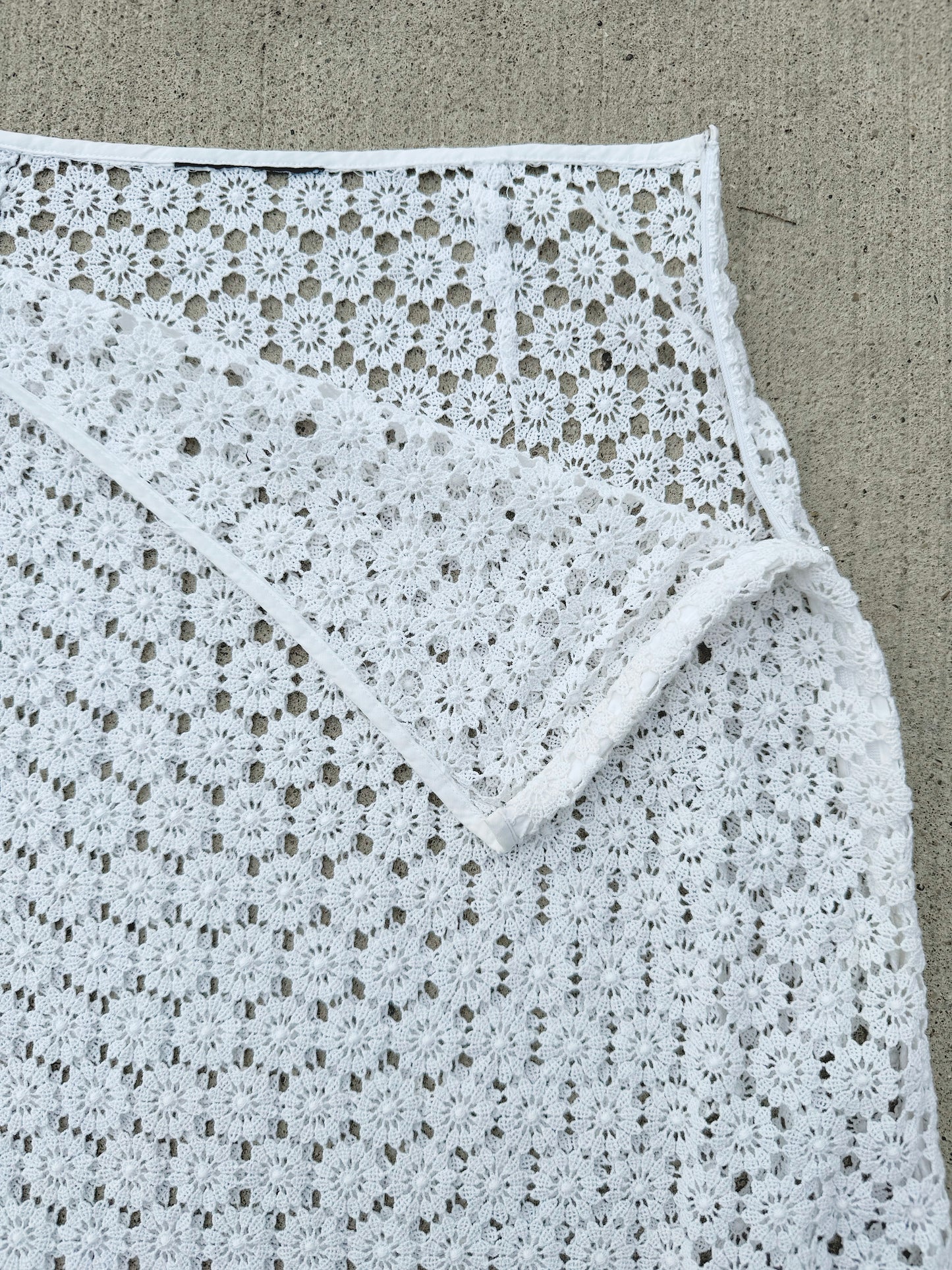 Y2K White Crochet Lace Midi Skirt