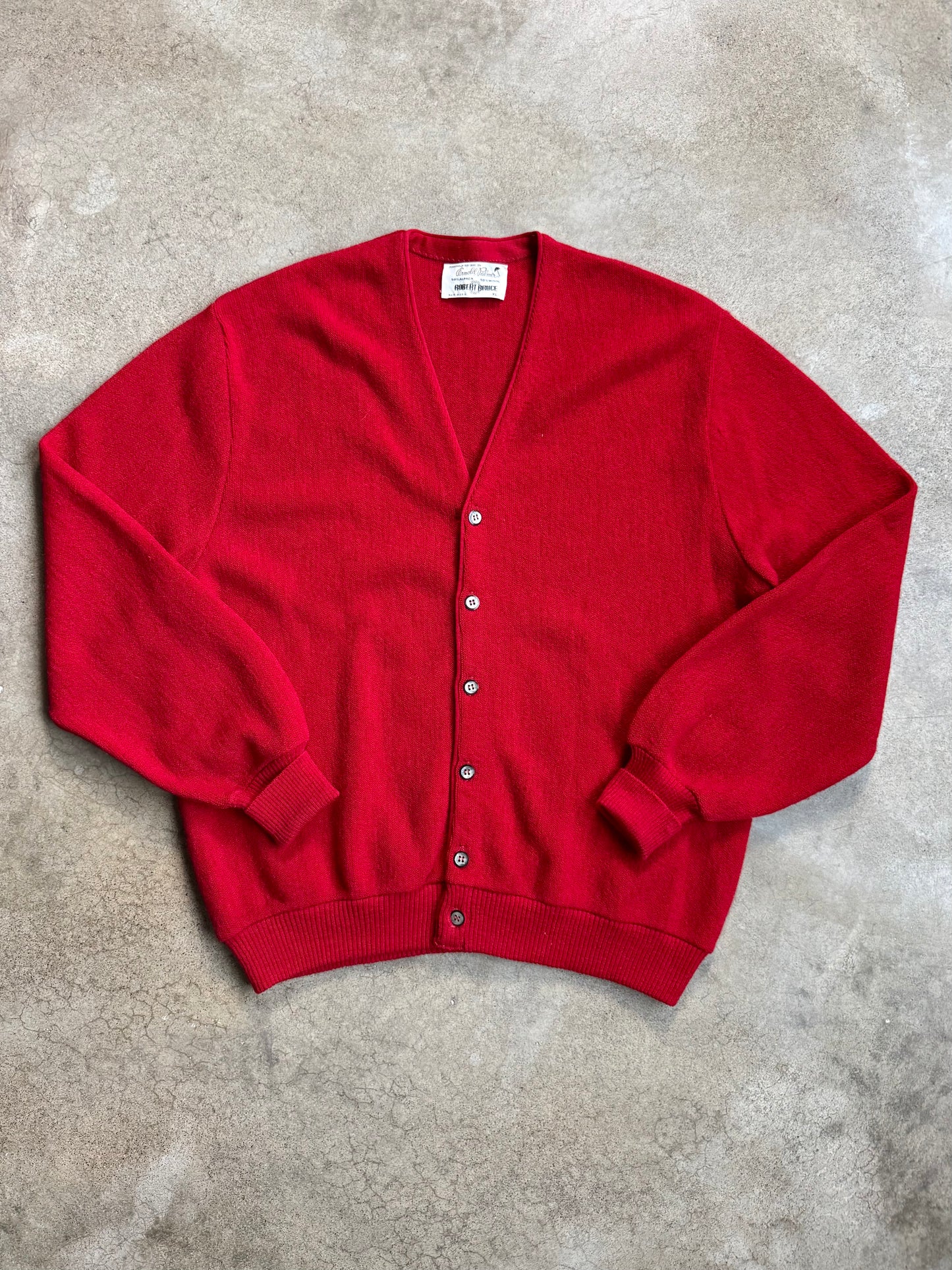 Vintage 1960s Arnold Palmer Robert Bruce Red Alpaca & Wool Cardigan | XL
