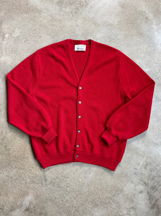 Vintage 1960s Arnold Palmer Robert Bruce Red Alpaca & Wool Cardigan | XL