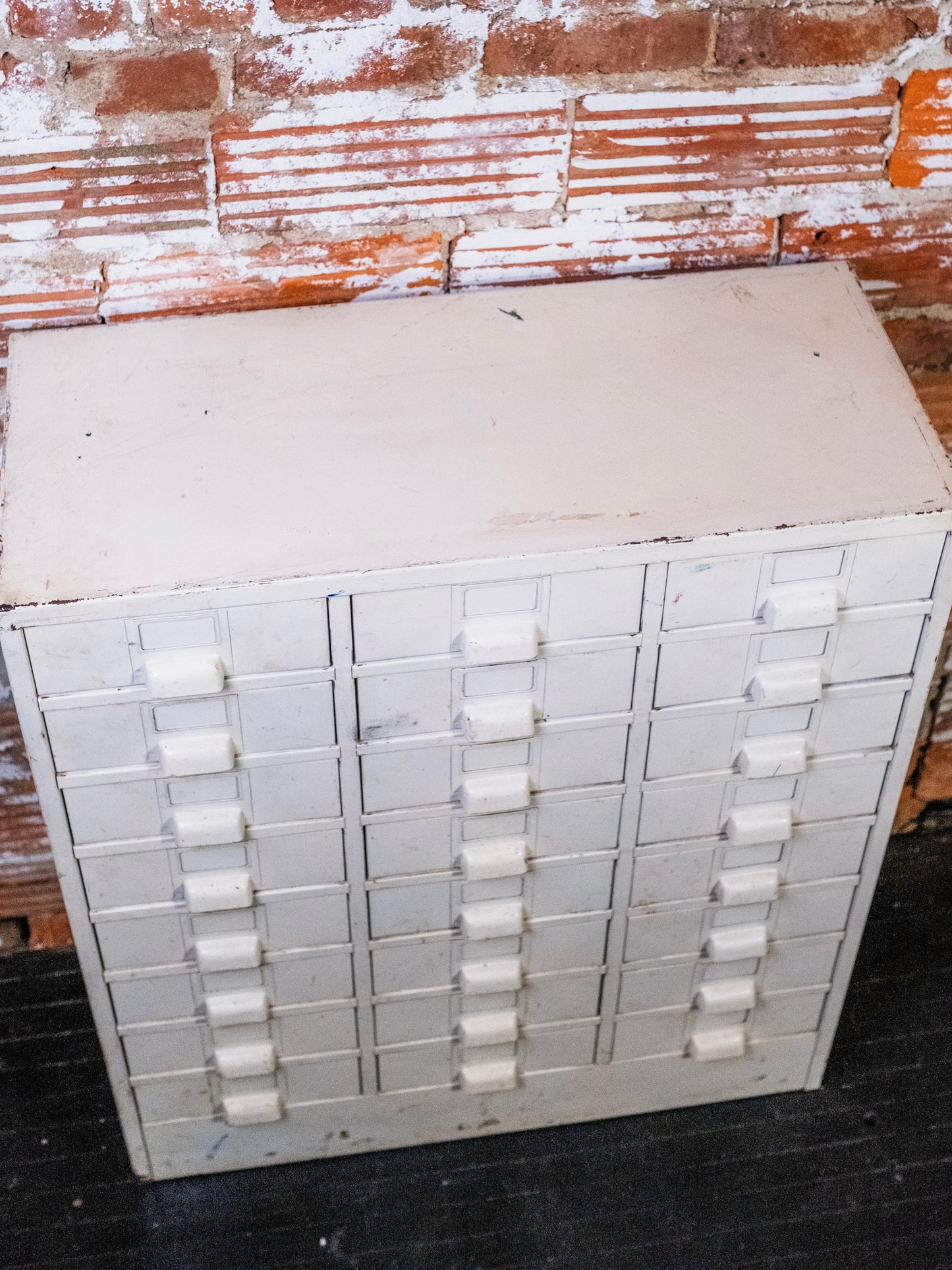 Vintage White Metal Catalog Drawer