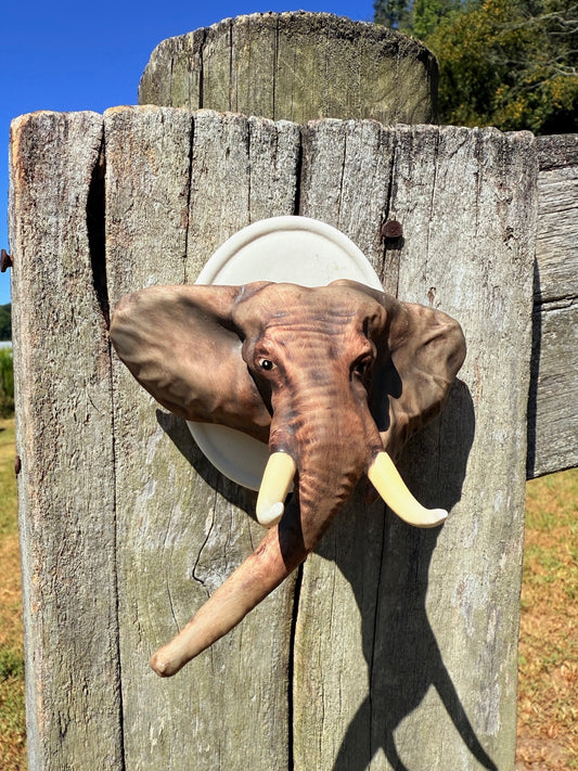 Vintage 1980s Goebel Germany Porcelain Elephant Wall Hanging