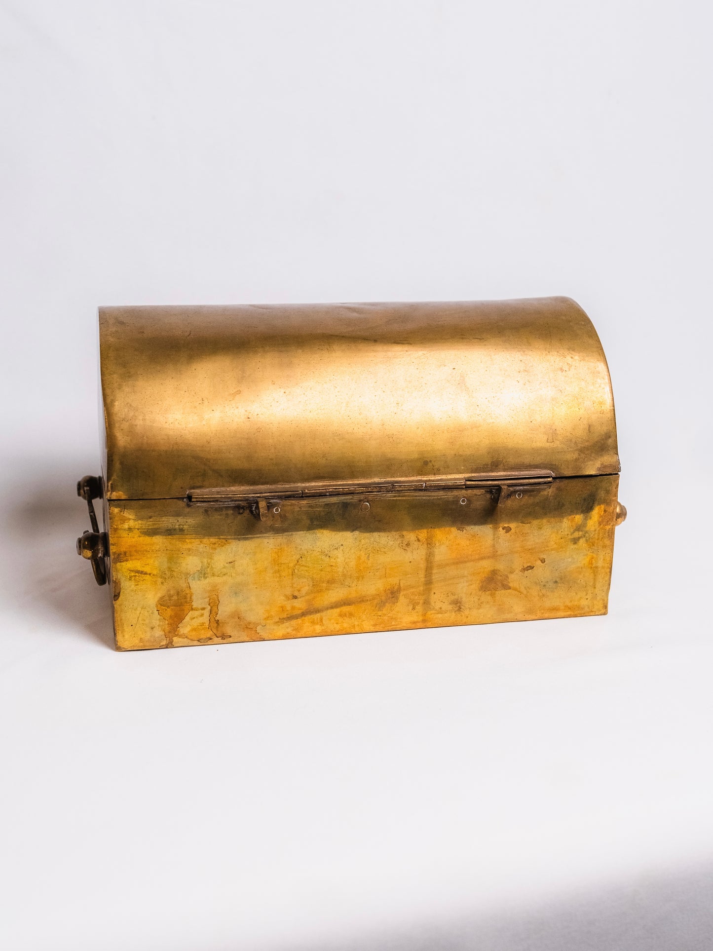 Vintage 1950s Solid Brass Hinged Casket Box