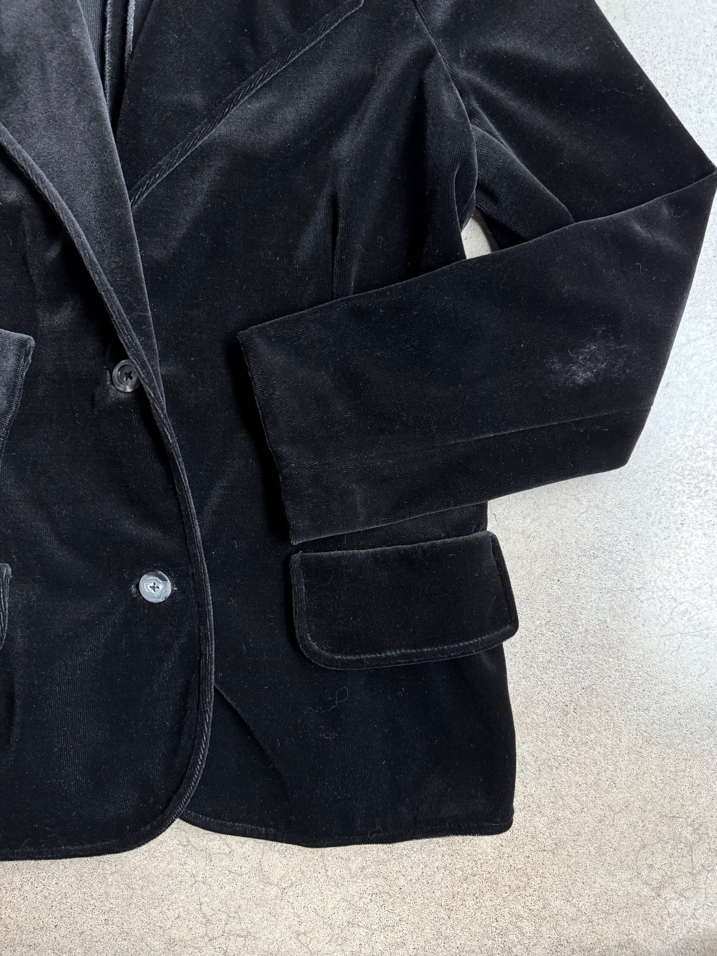 Vintage 1960s Butte Knit Black Velour Blazer | Medium