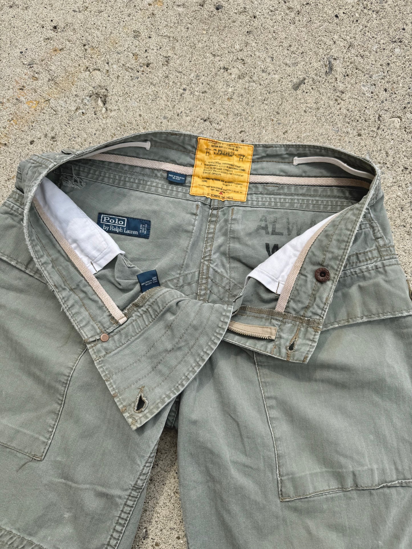 Vintage 1990s Polo Ralph Lauren Cotton Cargo Utility Shorts | Waist 33”