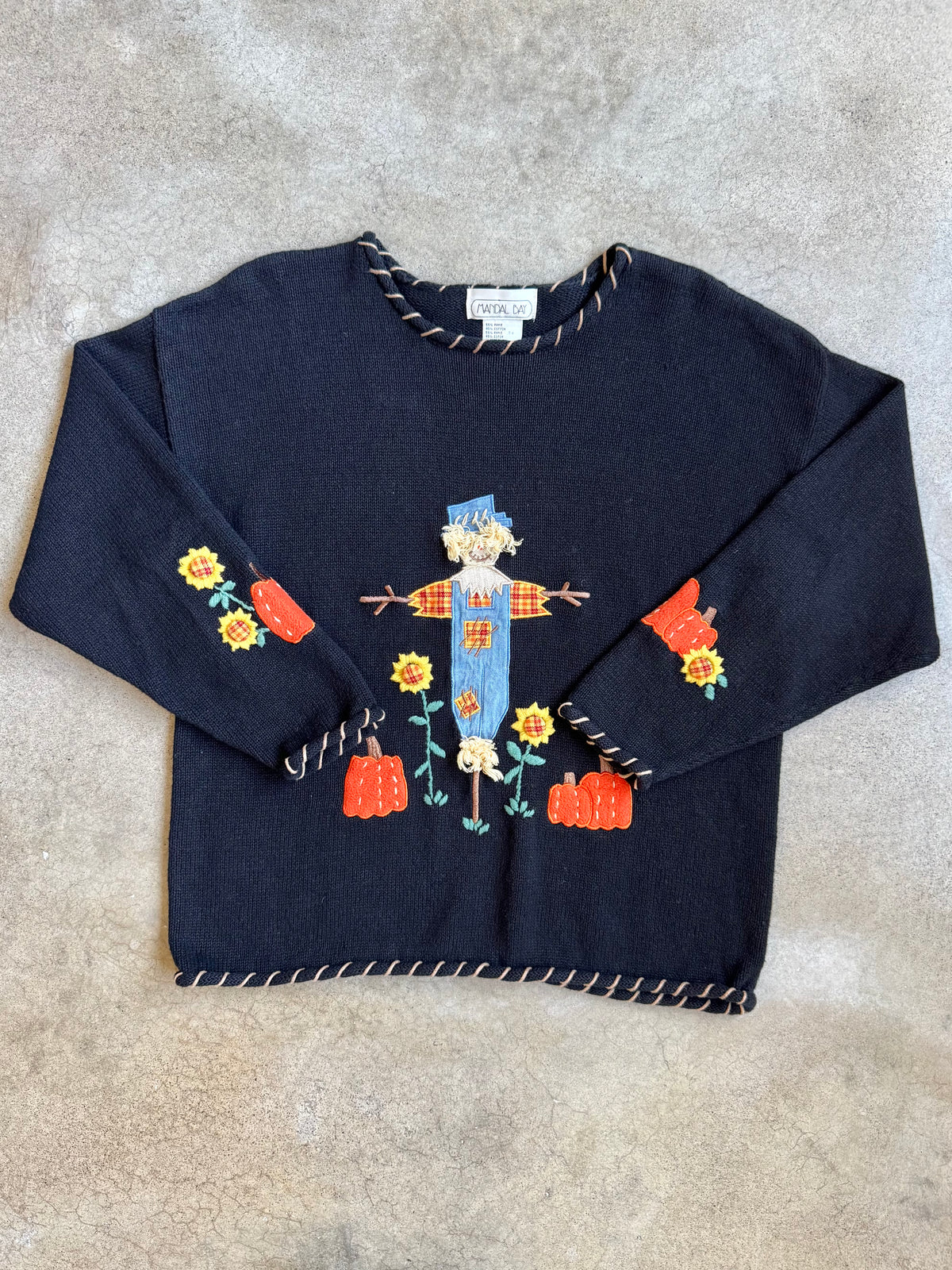Vintage Mandal Bay Cotton-Blend Scarecrow Sweater | Large