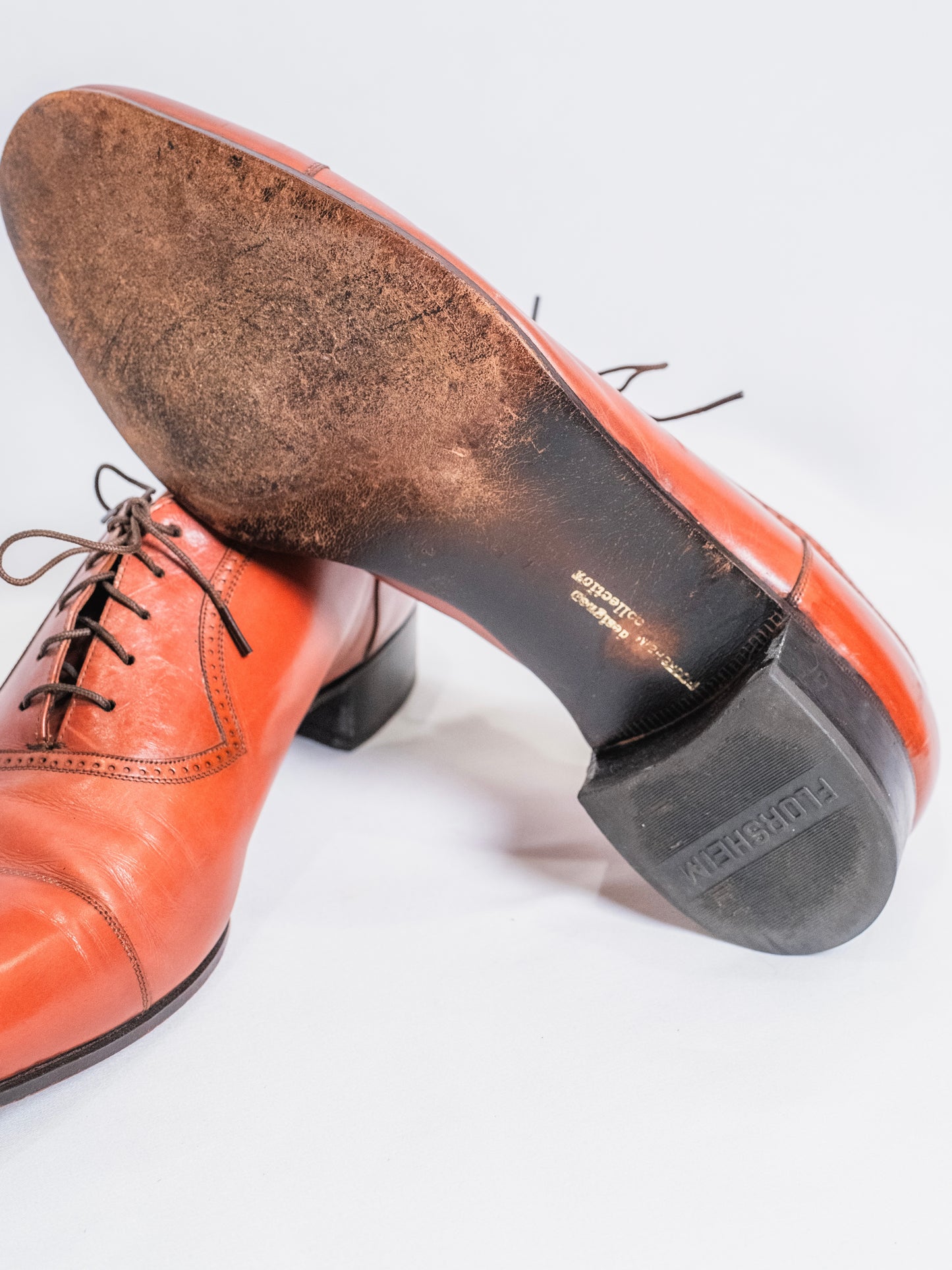 Vintage 1970s Florsheim Red-Brown Leather Oxford Dress Shoes | Men’s 12