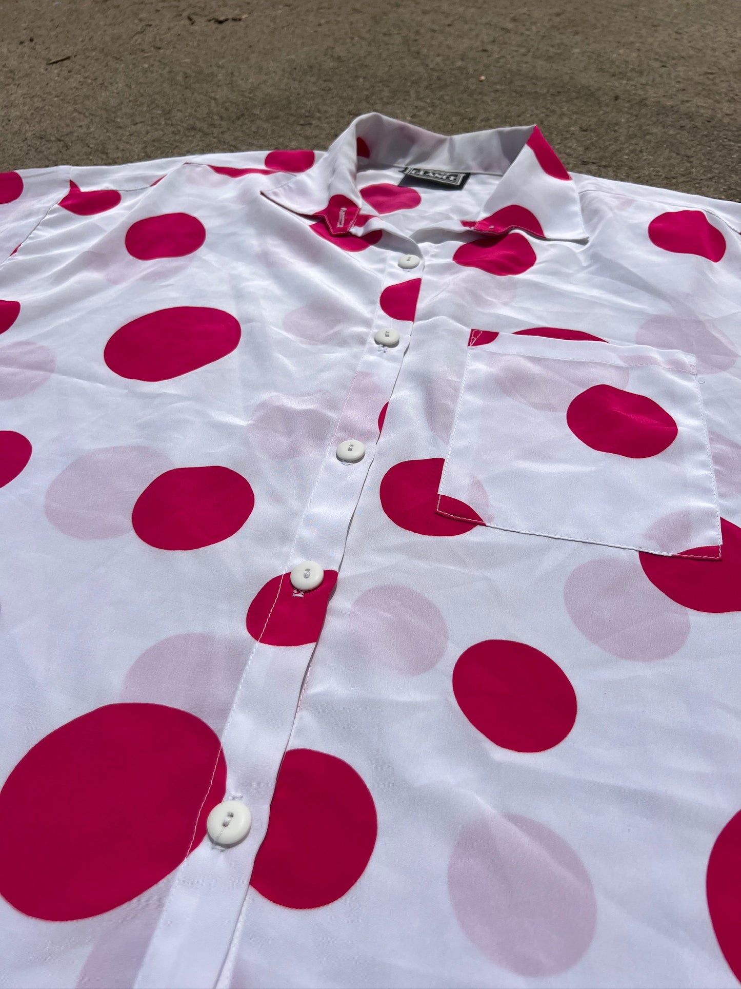 Vintage 1980s Pink Polka Dot Short Sleeve Blouse | M/L