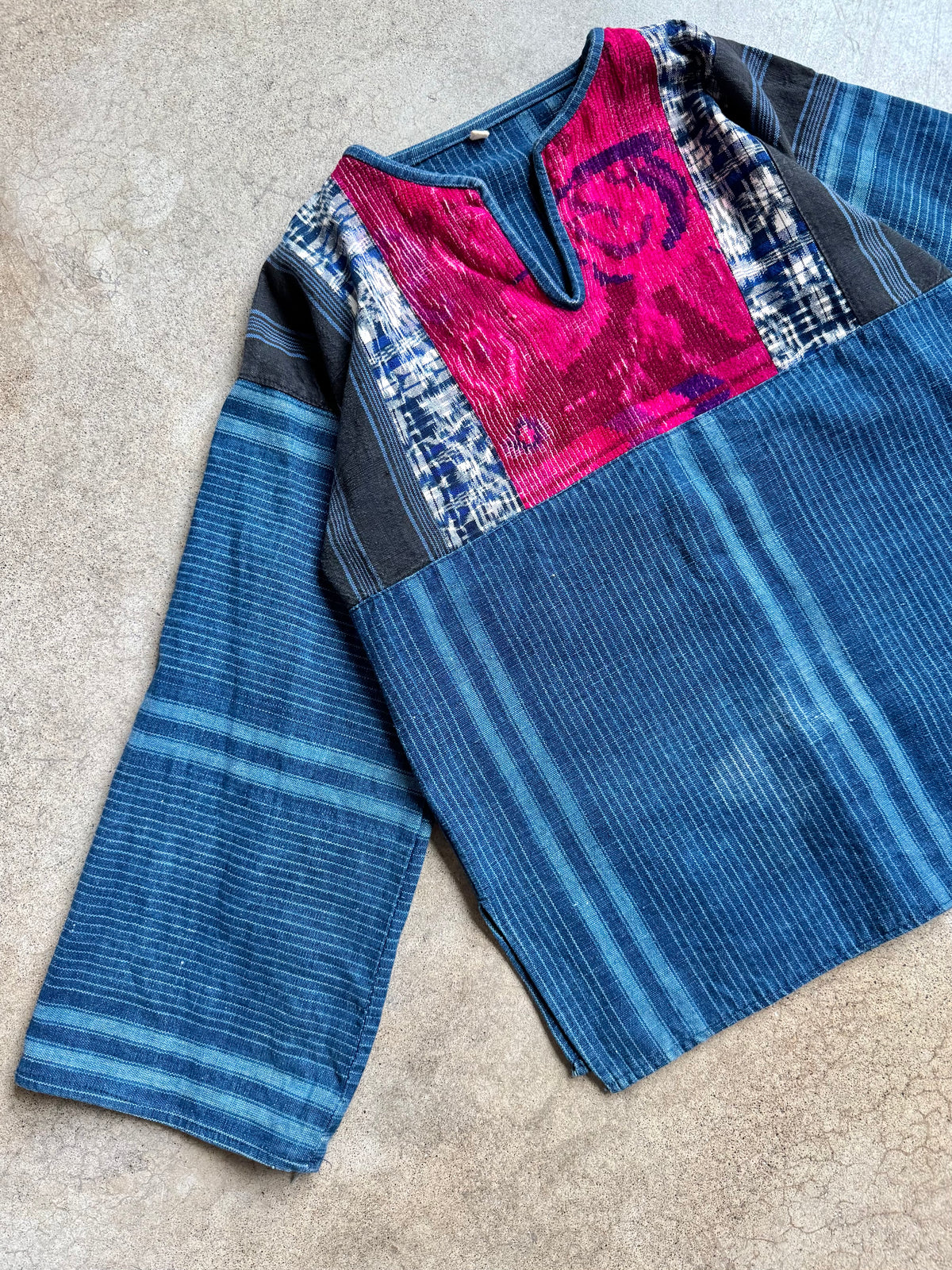 Vintage Guatemalan Woven Cotton Patchwork Tunic Folk Shirt | Medium