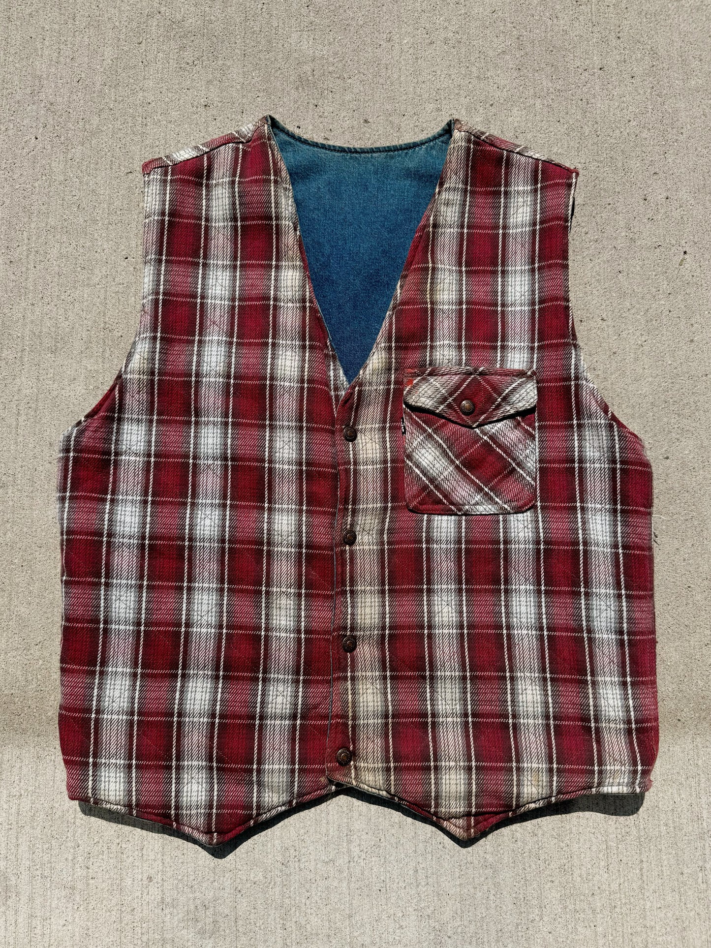 Vintage 1990s Levi’s Reversible Denim & Flannel Vest | Medium