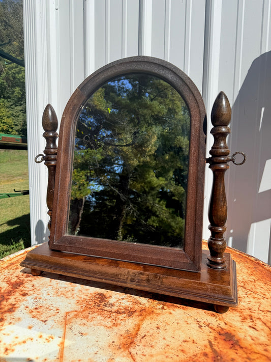 Vintage 1950s Mahogany Wood Dresser/Vanity Mirror
