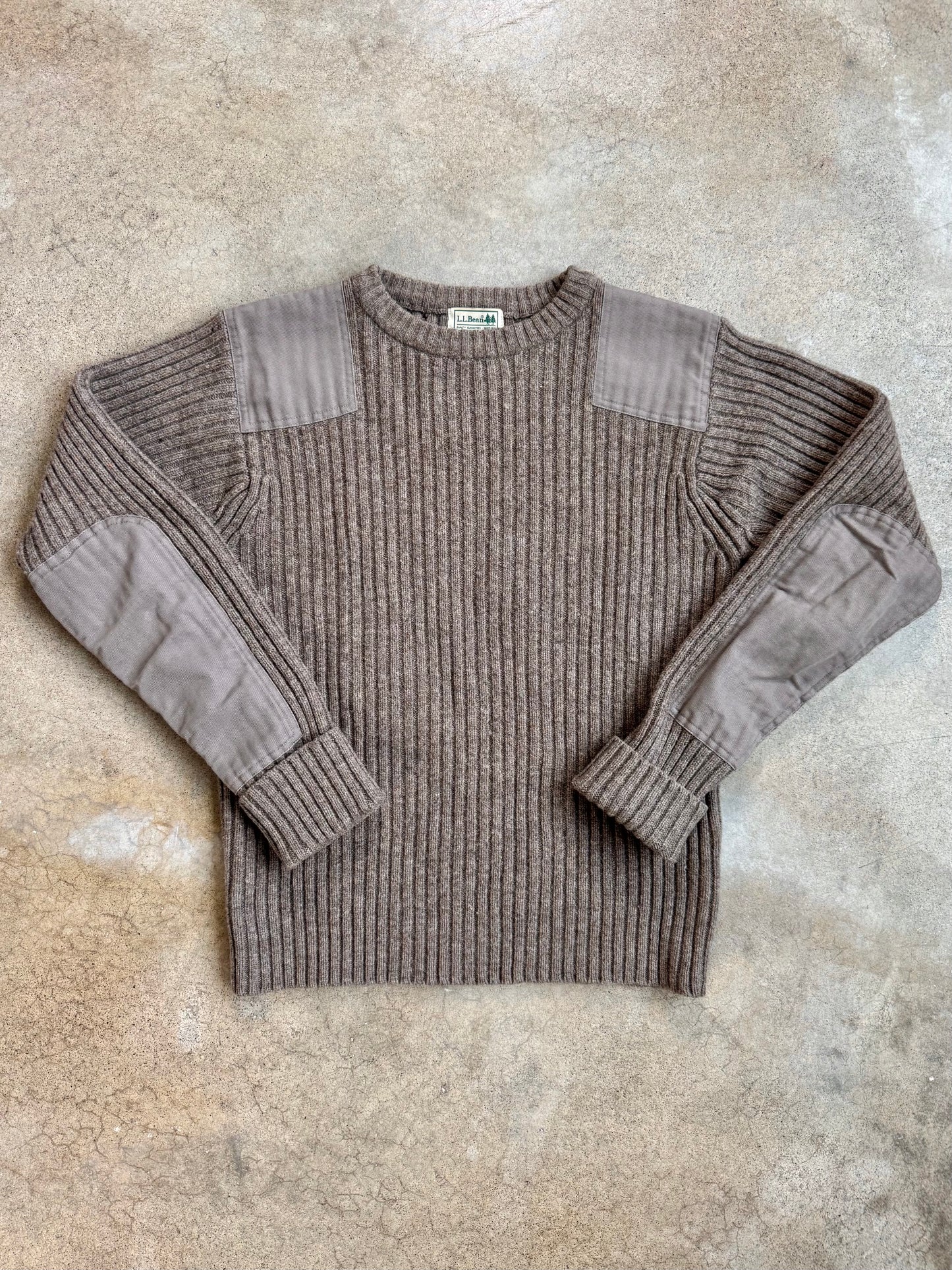 Vintage 1990s L.L. Bean Brown Military-Style Merino Wool Sweater | Small
