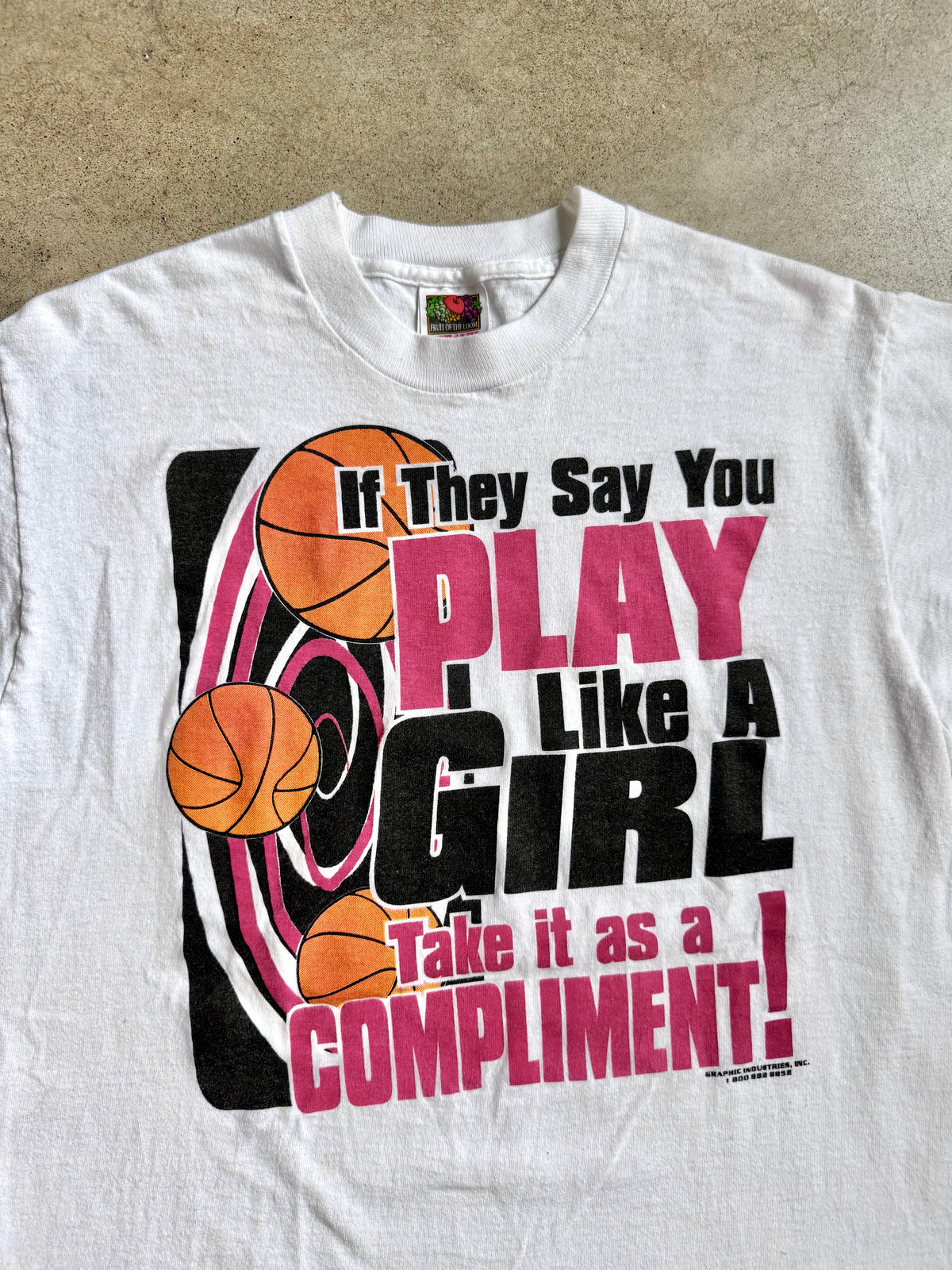 Vintage 1990s "Play Like a Girl" Graphic Tee | Medium