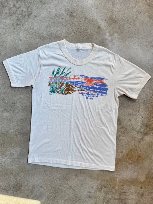 Vintage 1980s St. Augustine Beach Graphic Tee | Large
