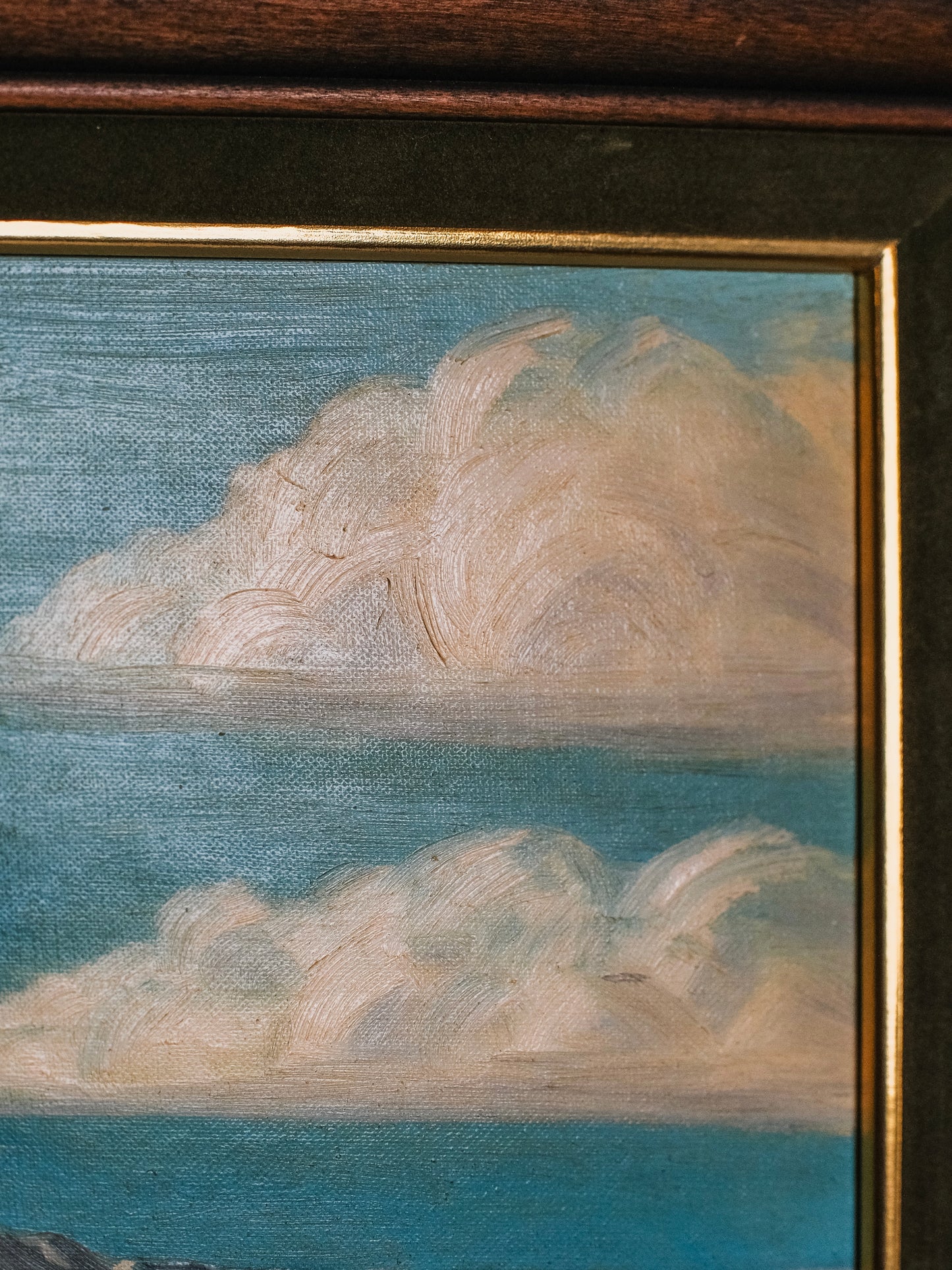 Vintage 1970s Framed & Signed Mountain Landscape Oil Painting