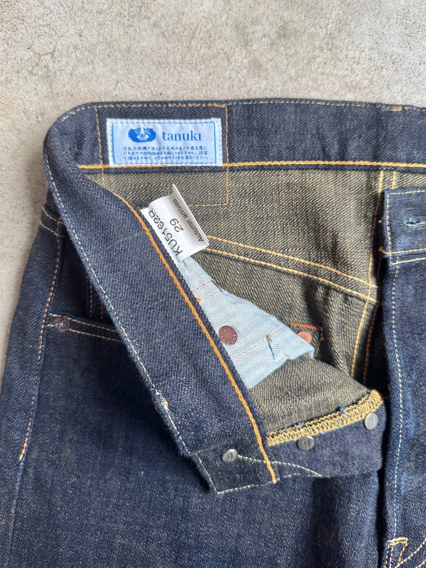 Vintage-Style Tanuki Japanese Dark Wash Selvedge Jeans | Waist 30”