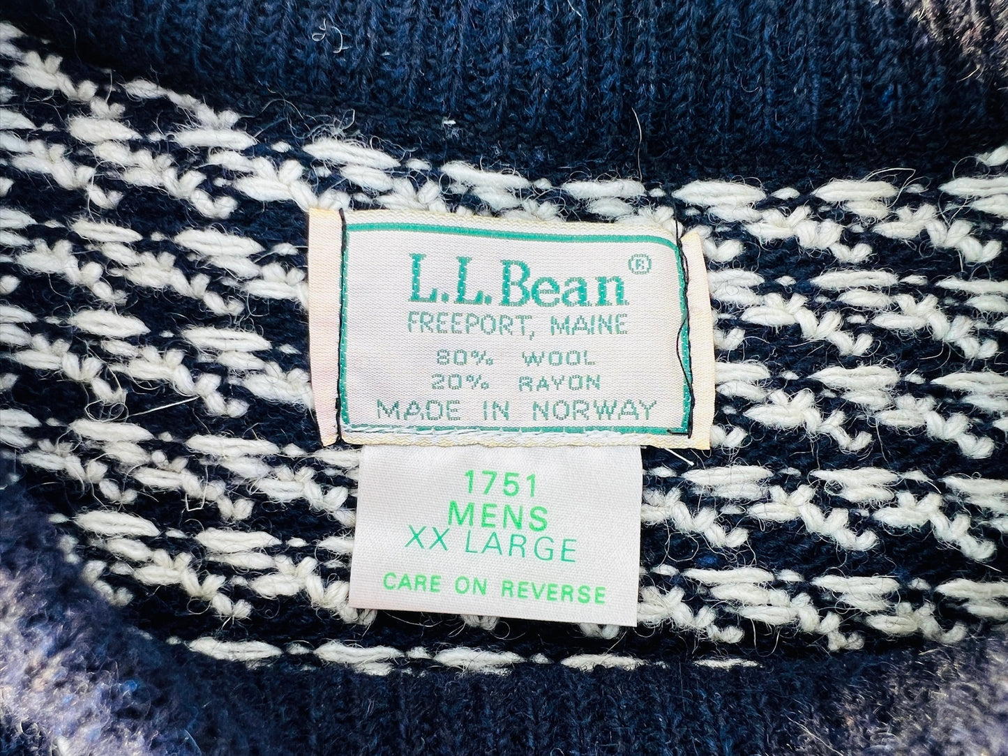 Vintage 1980s LL Bean Norwegian Crewneck Wool Sweater