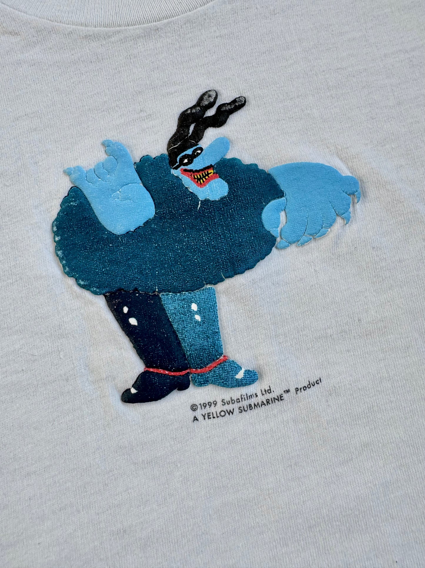 Vintage 1999 The Beatles Yellow Submarine Blue Meanie Puff Paint Tee | Large