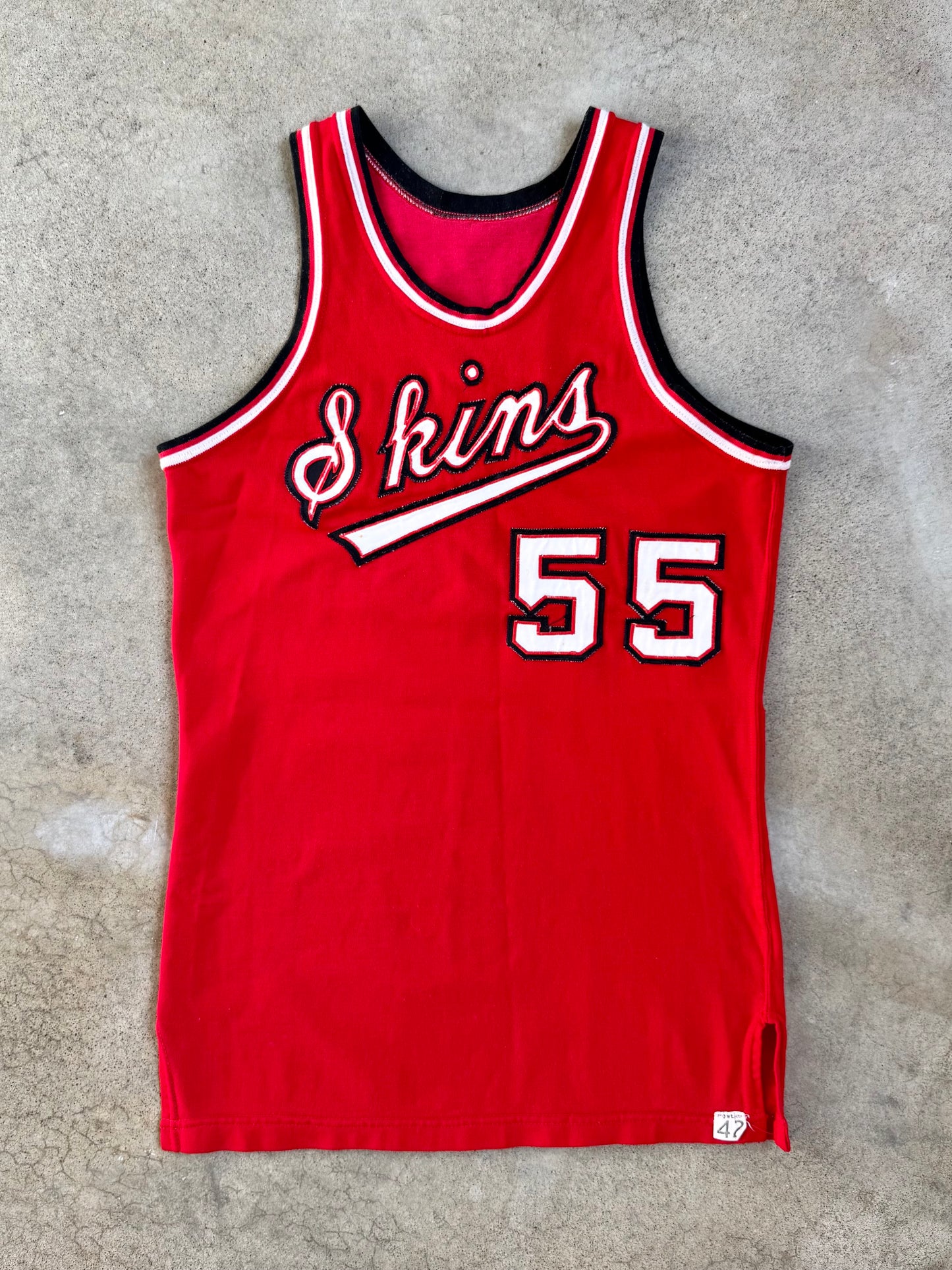 Vintage 1970s Red & Black “Skins” #55 Basketball Jersey | S/M