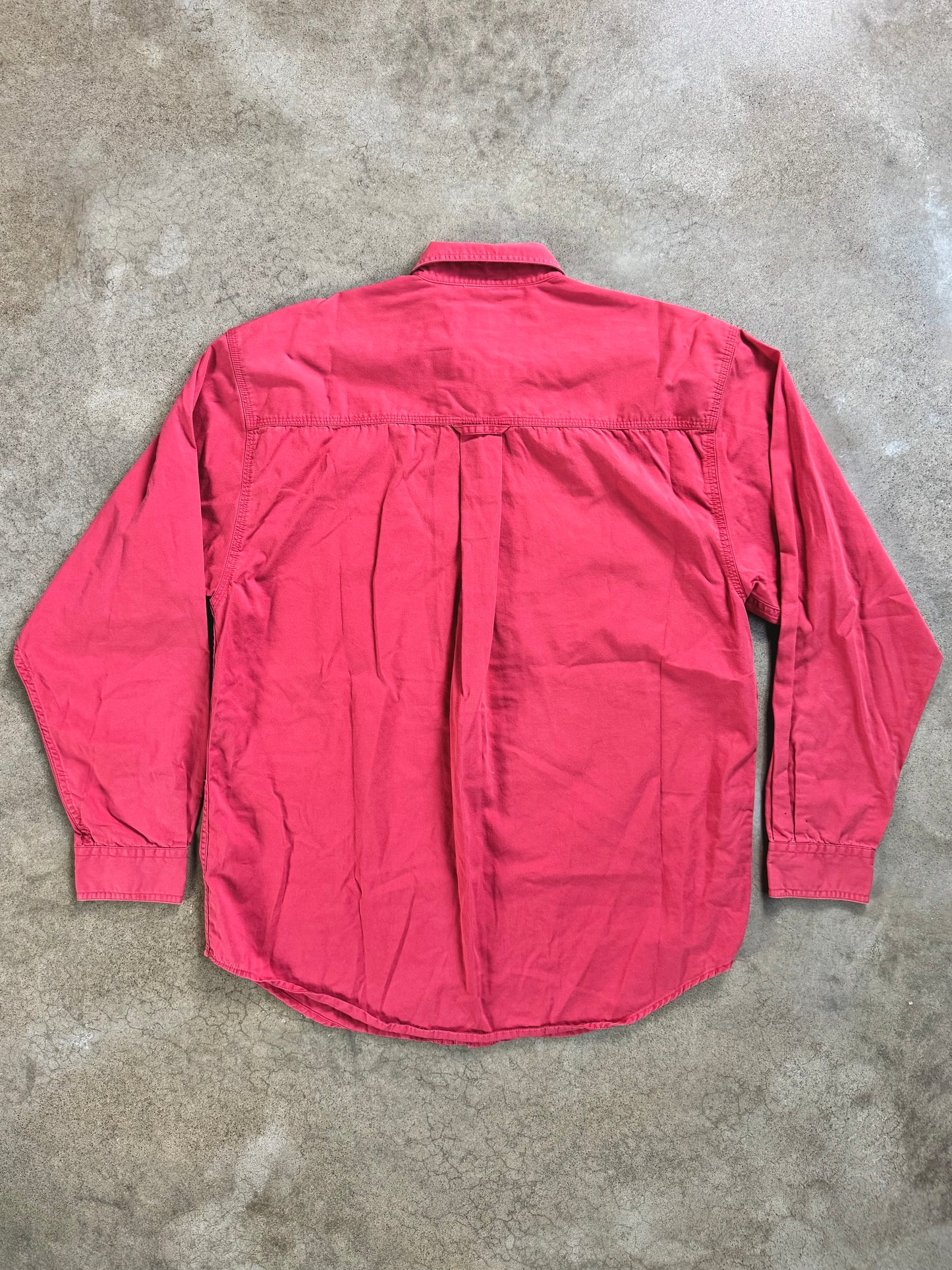Vintage 1990s Eddie Bauer Rufton Twill Cotton Salmon Utility Shirt | Large