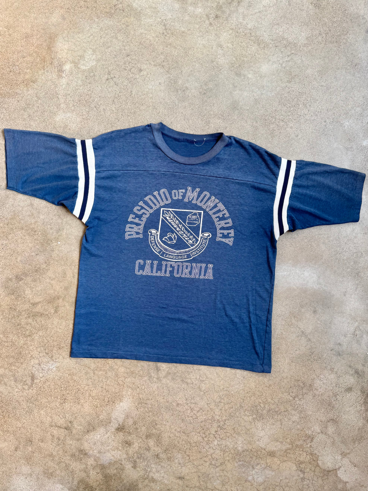 Vintage 1970s Presidio of Monterey Defense Language Institute Athletic Tee | Large