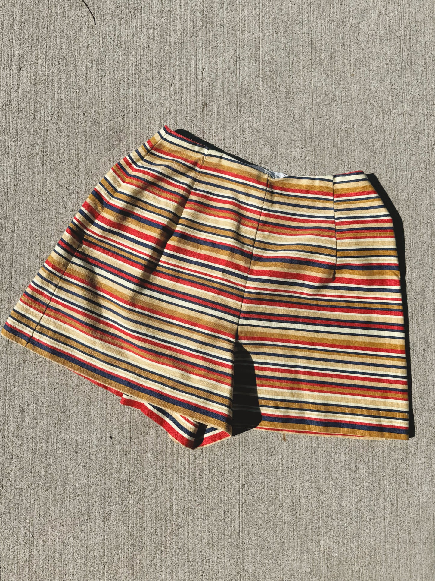 Vintage 1960s Striped Button Front Mini Skort | Waist 26”