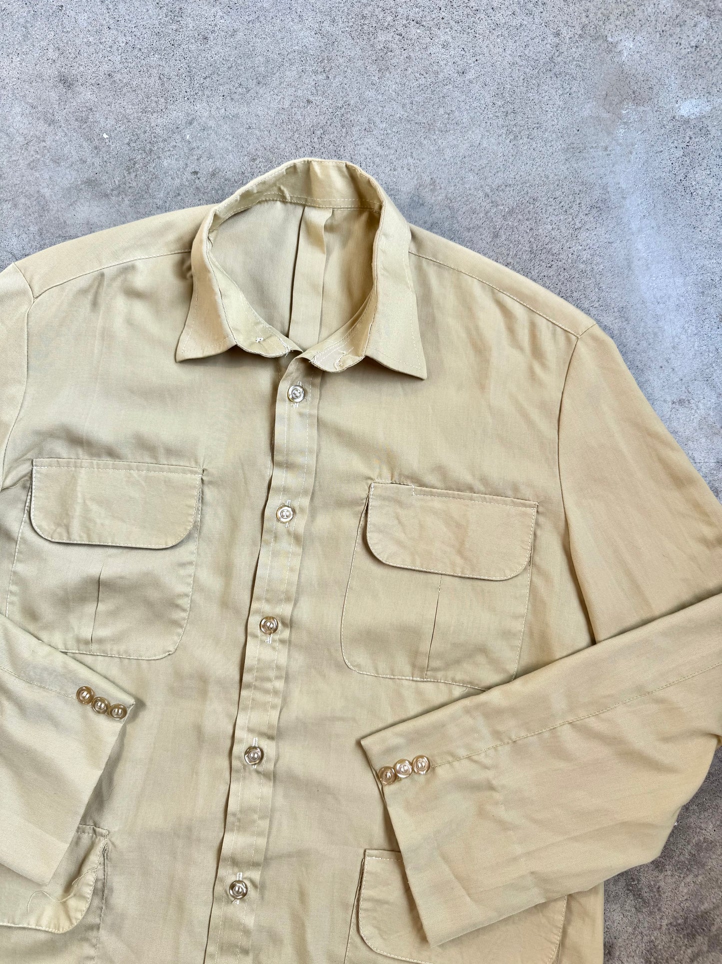 Vintage 1960s Khaki Safari-Style Utility Jacket | Large