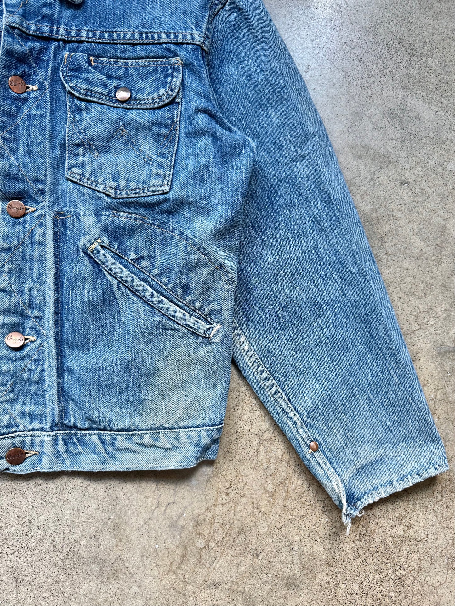 Vintage Wrangler Distressed Denim Jacket | Small