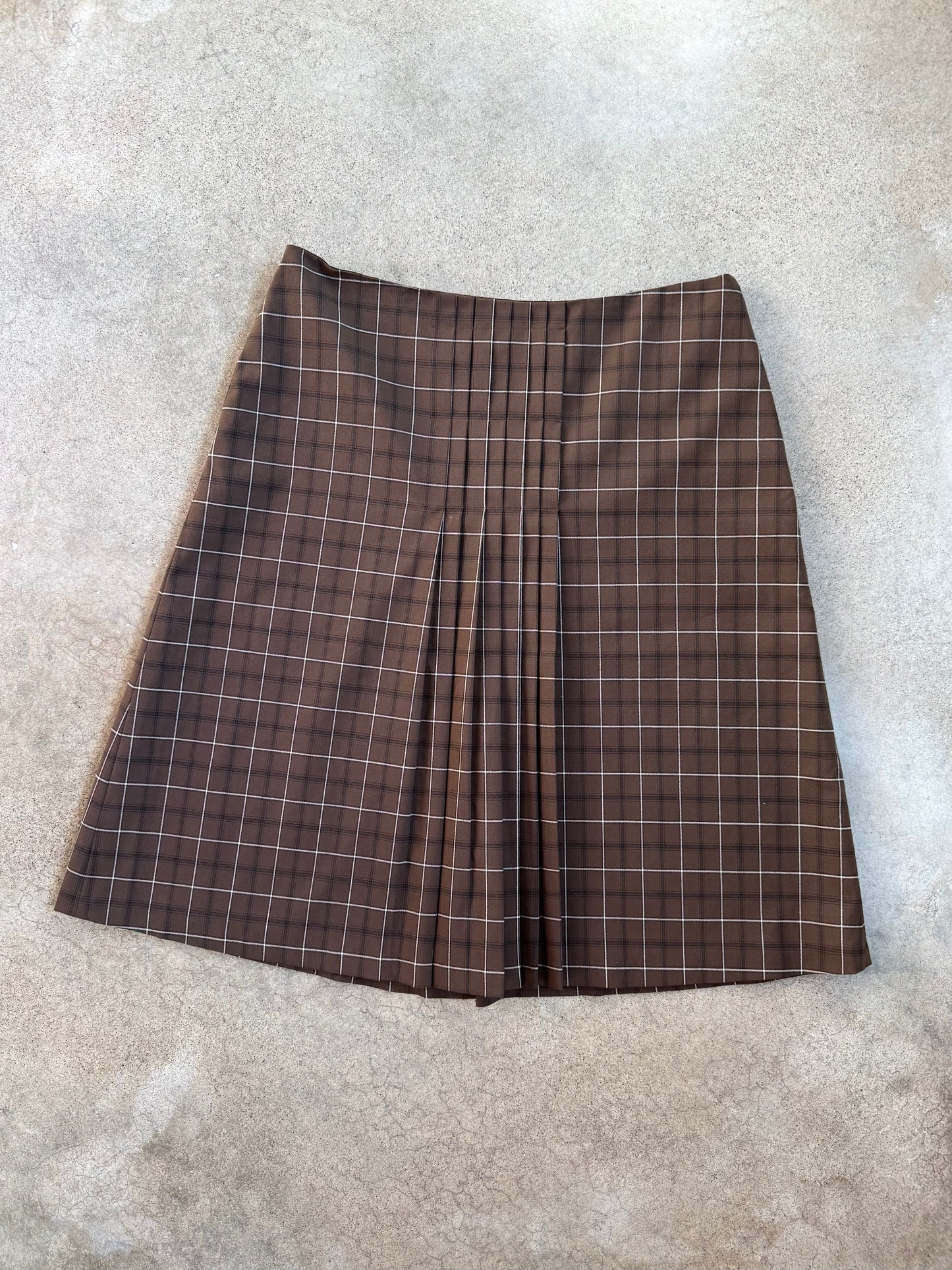 Vintage 1990s Liz Claiborne Brown Plaid Two-Piece Skirt Suit | Medium