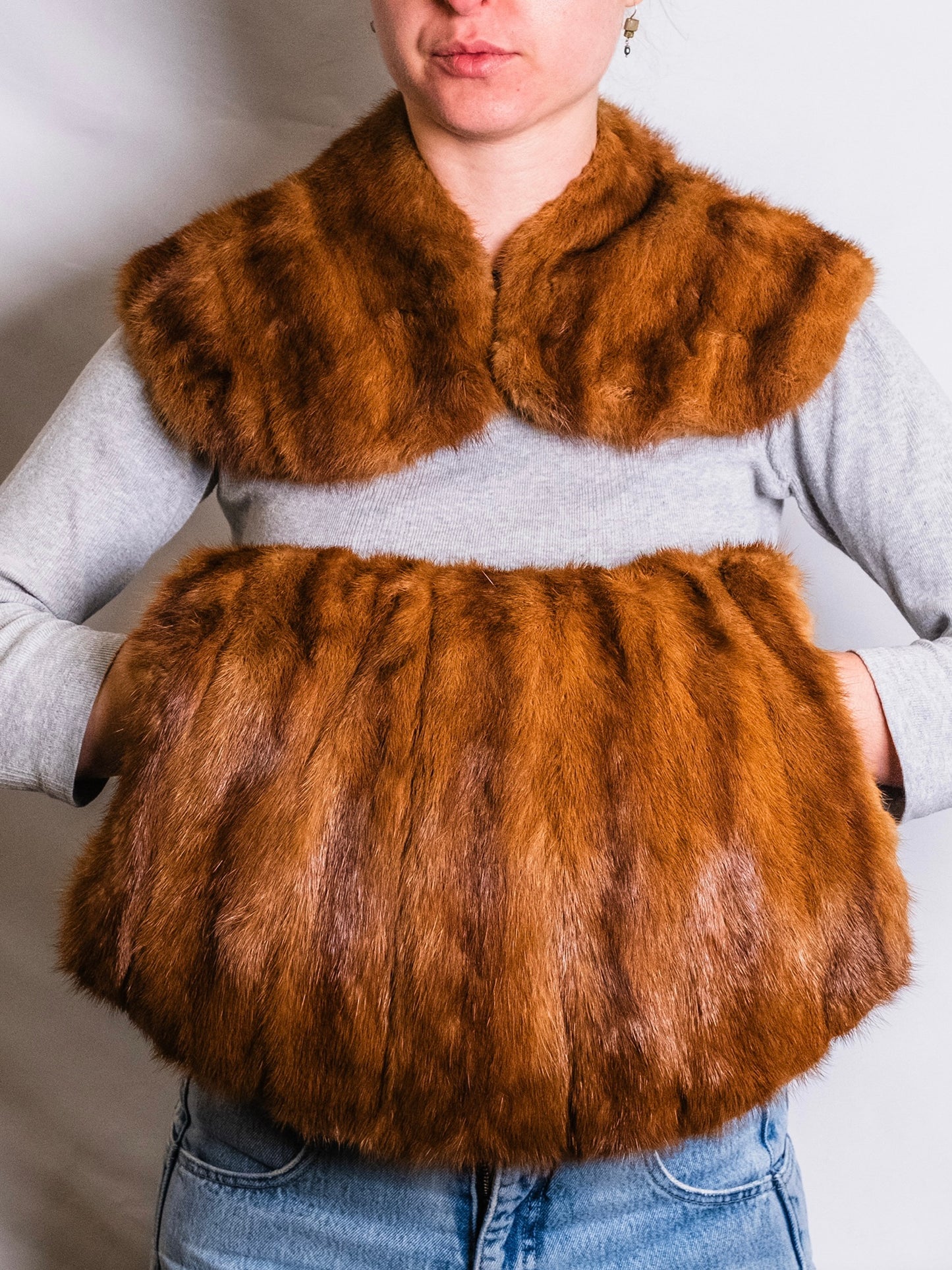 Vintage 1940s Brown Mink Collar & Muff Set