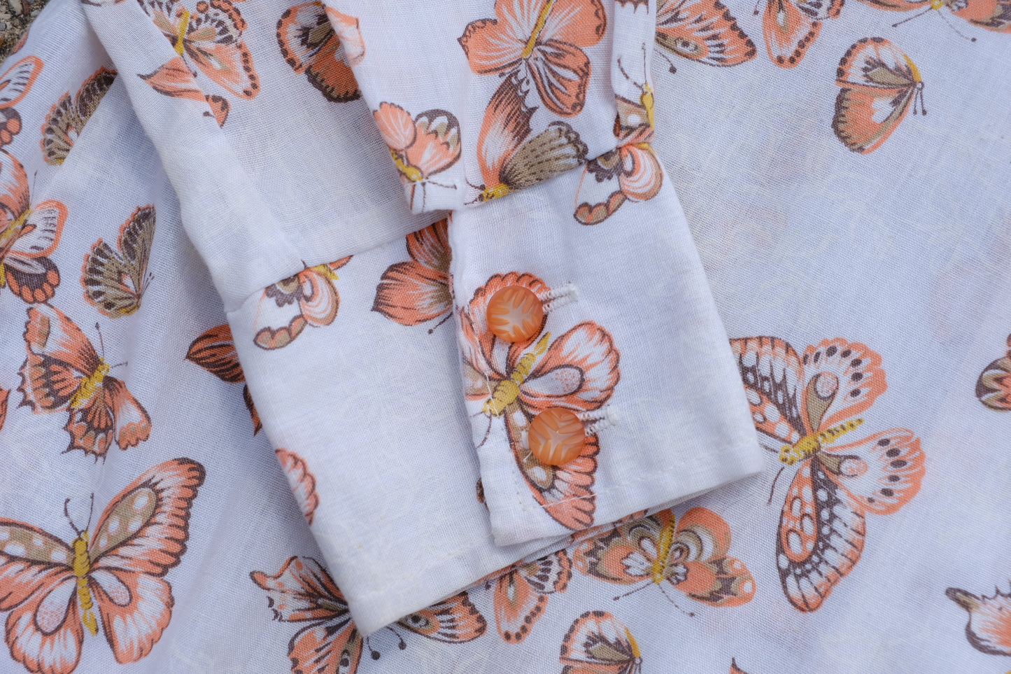 Vintage Button-Up Butterfly Blouse