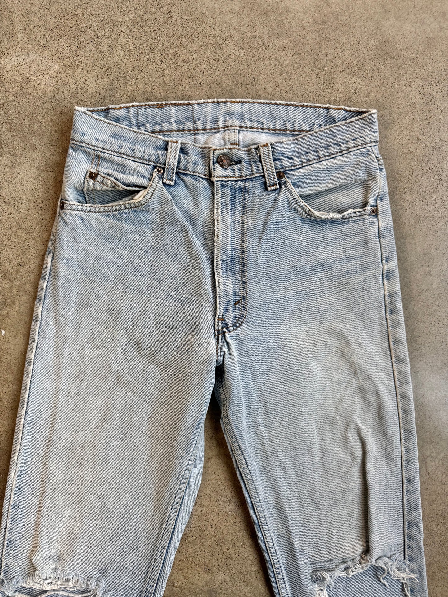 Vintage 1990s Levi's Orange Tab Distressed Light Wash Jeans | 31x32