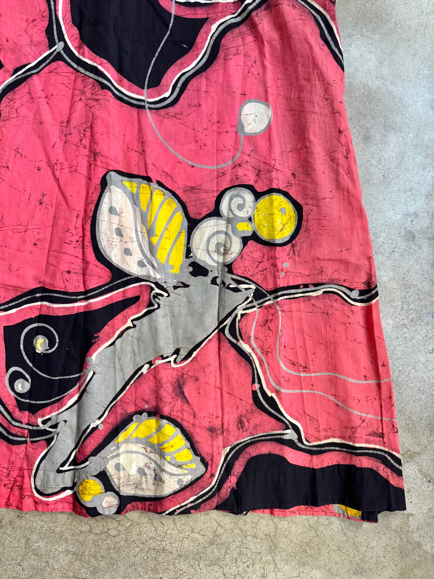 Vintage 1960s/70s Pink Abstract Print Cotton Kaftan Dress | S/M