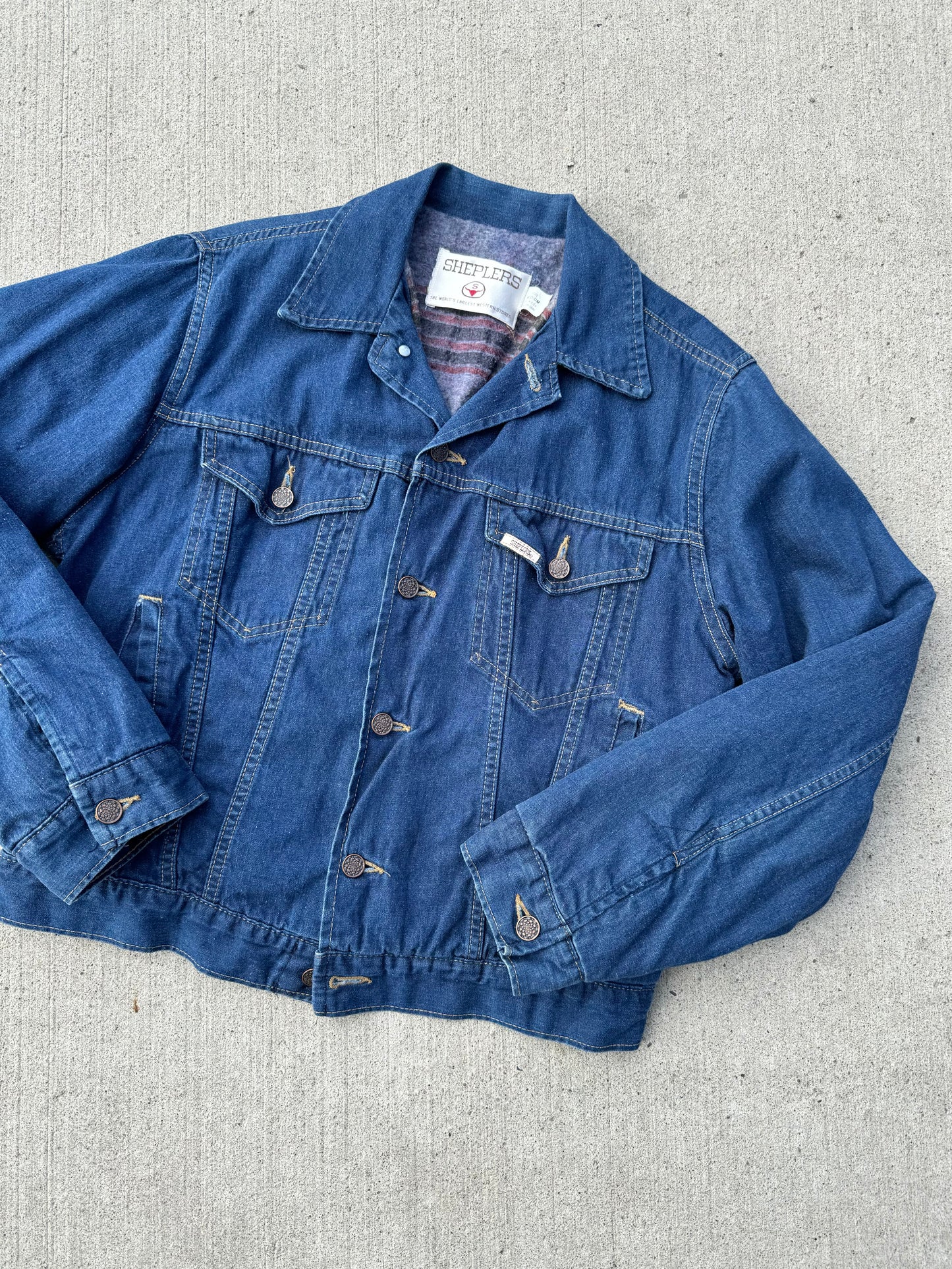 Vintage Sheplers Blanket Lined Denim Jacket | Medium