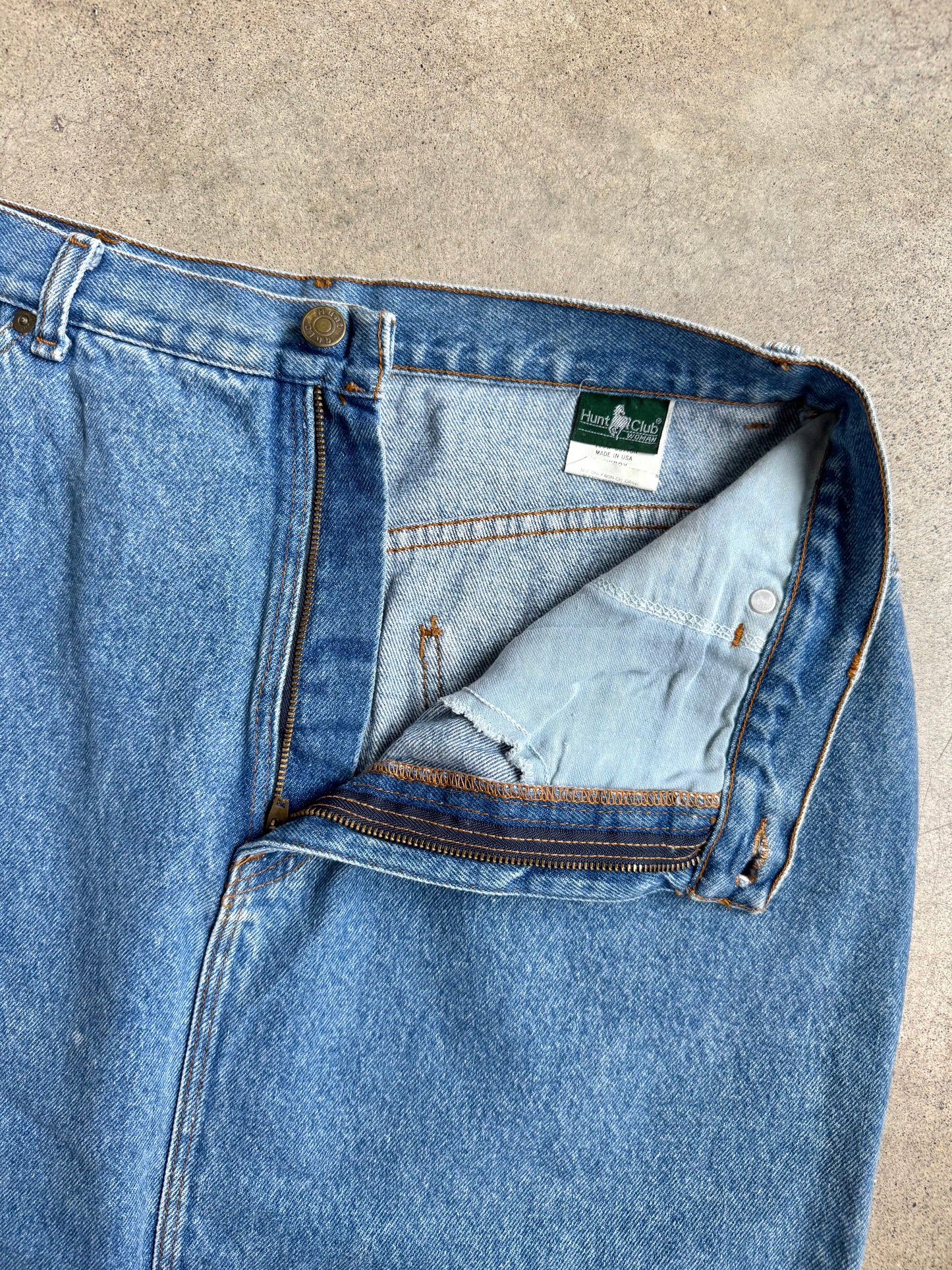 Vintage 1990s Hunt Club Denim Midi Skirt | Waist 32”