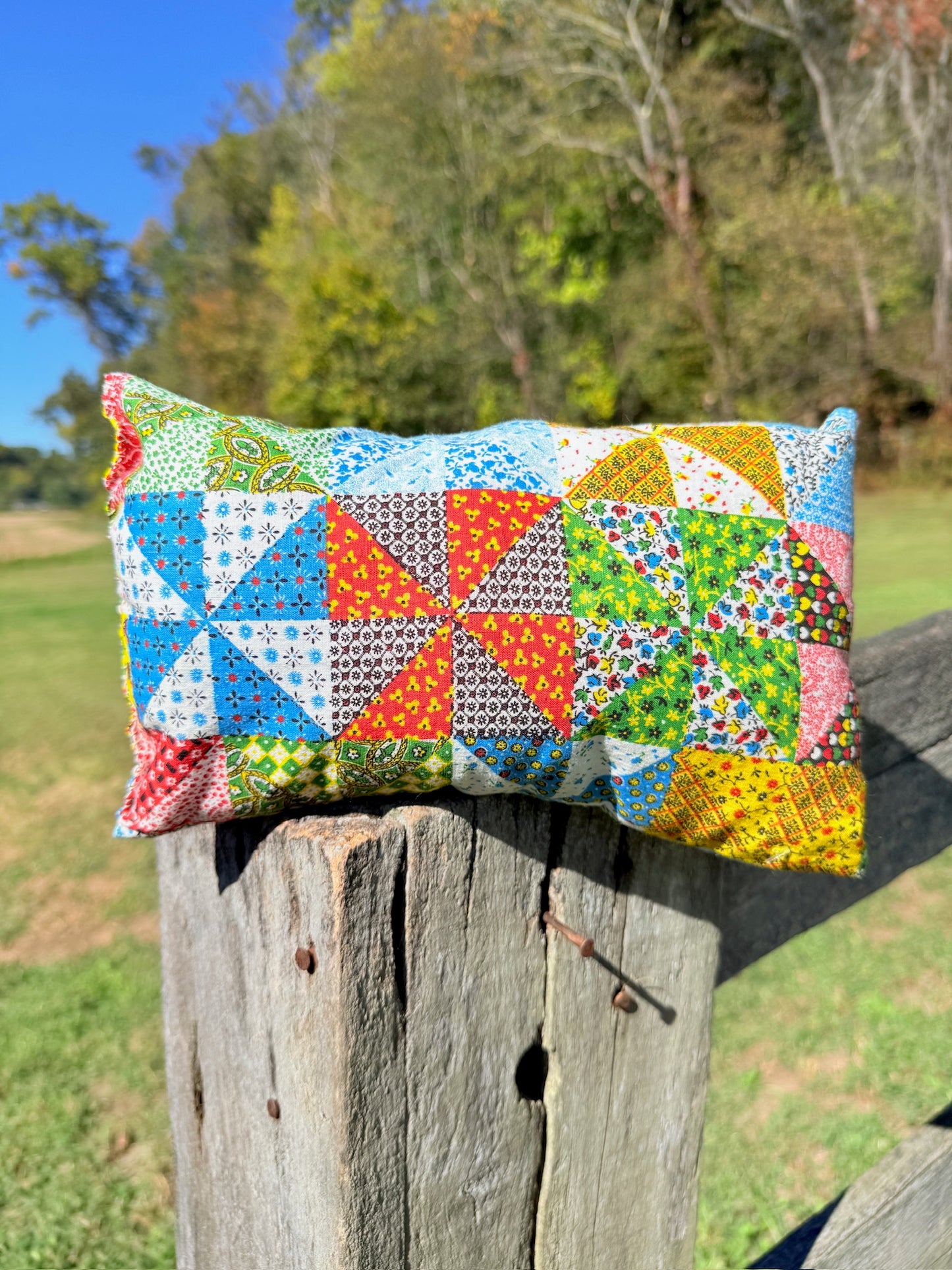 Vintage 1970s Handmade Patchwork Throw Pillows | Set of 2